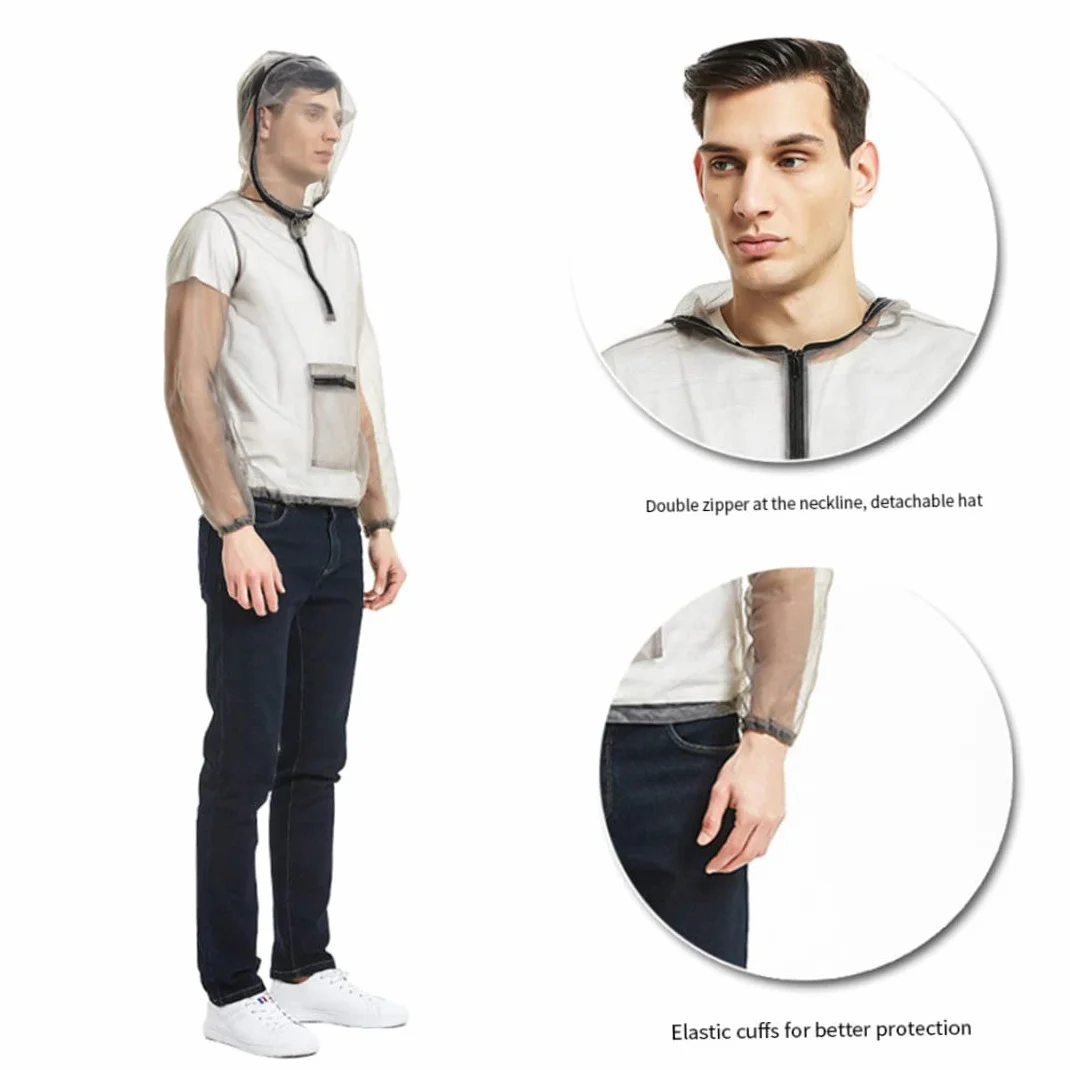 Tuta antizanzare con cappuccio Rete antizanzare Maglia estiva Protezione dagli insetti Abbigliamento Traspirante Leggera Protezione per la pesca Campeggio