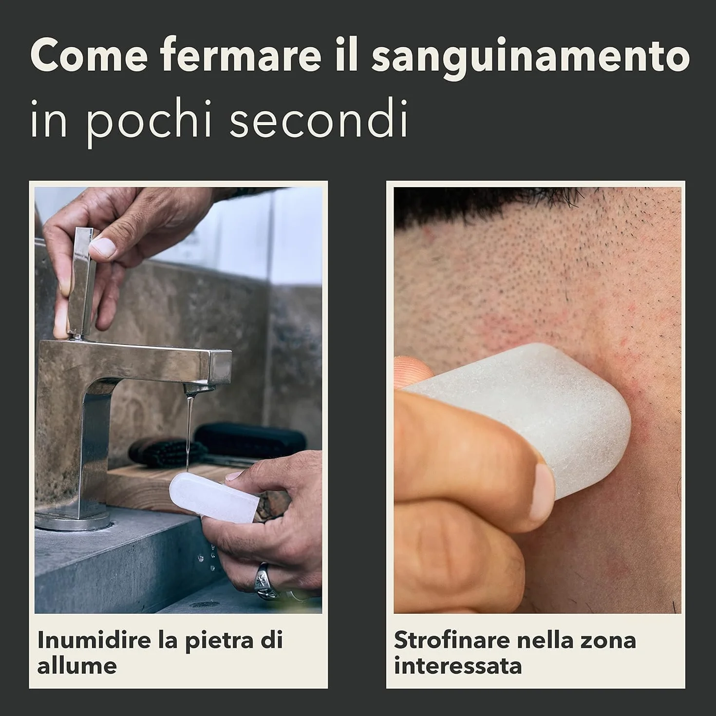 Störtebekker® - Premium Pietra di allume - Sedativo del sangue dopobarba - Lenisce la pelle dopo la rasatura con un rasoio di sicurezza/coltello - effetto antisettico - Blocco di allume potassio