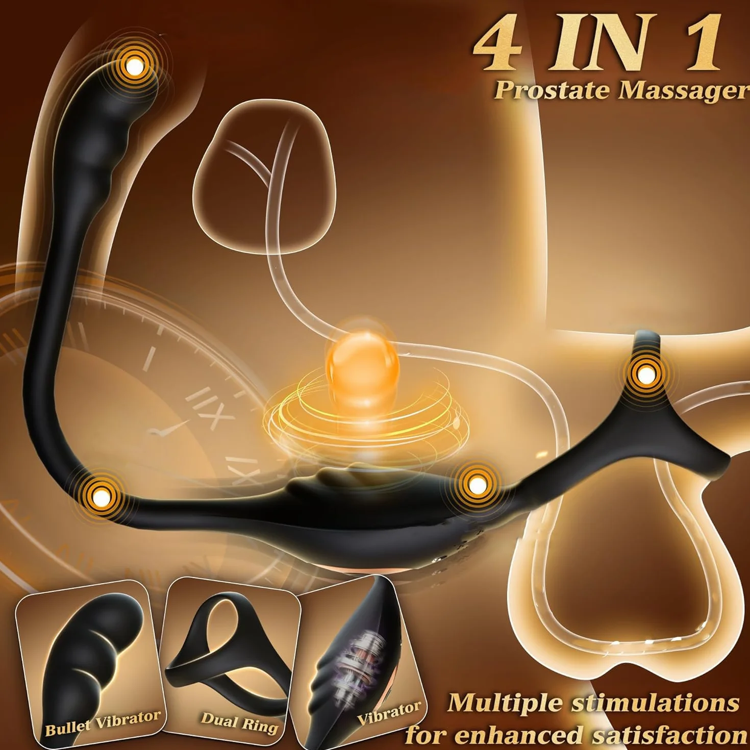 Vibratore Anale con anello Pene Lui Sex Toy, Anal Plug Vibratoreper Uomo Professionale, Plug anale-dilatatore uomo, Sex Toys Prostata Vibratore per Uomo Plug Analesex Toy Stimolatore Prostata per Lui