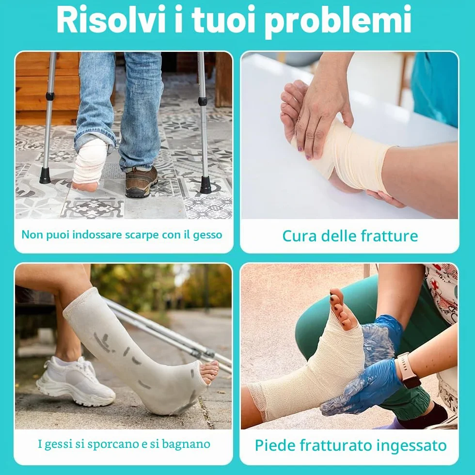 Scarpe in Gesso per Piedi Riabilitazione Regolabili Post Operatoria Nero