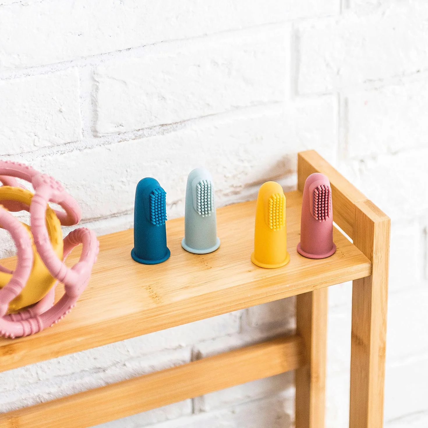 Nattou Set di 2 spazzolini da denti per bambini blu petrolio e blu acqua