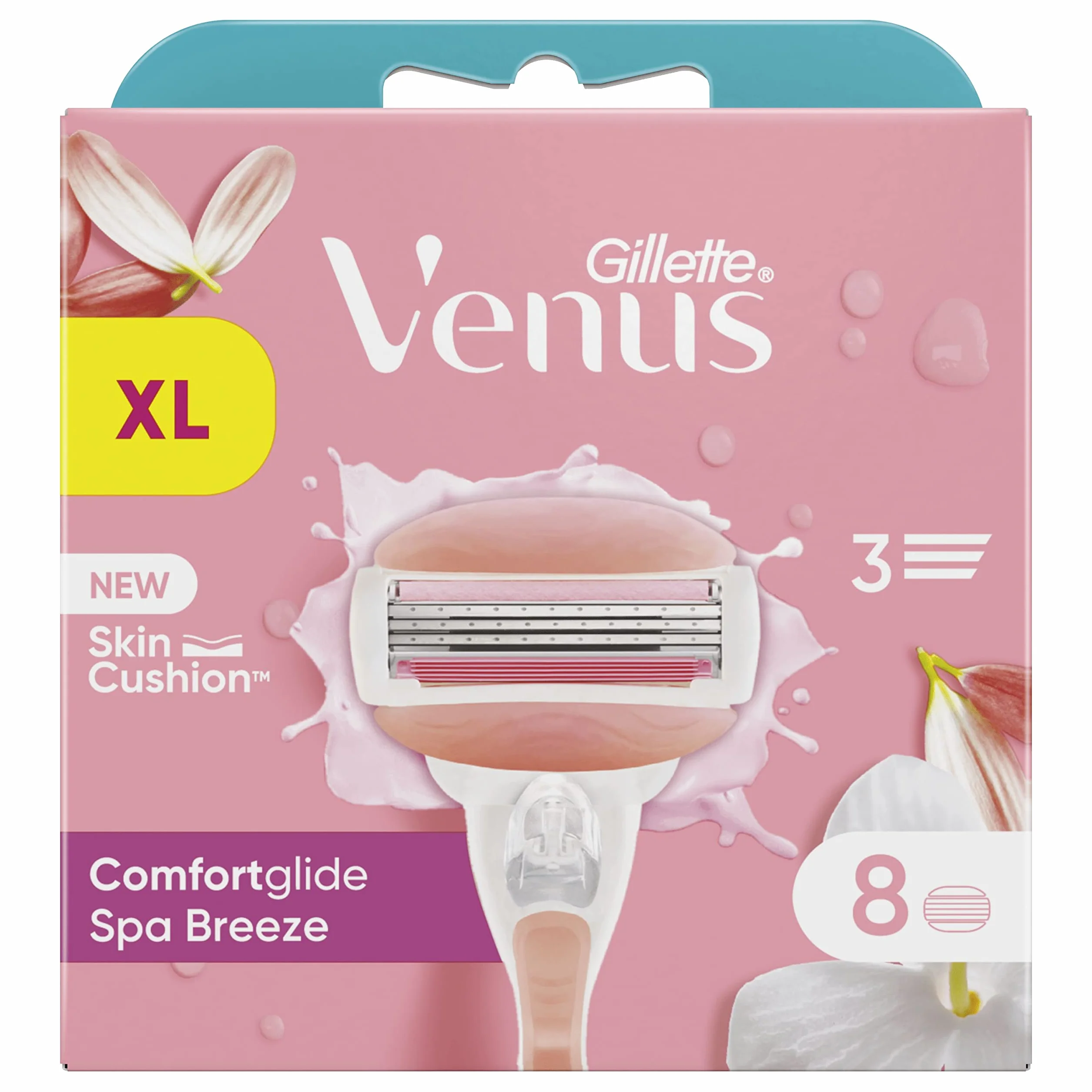 Gillette Venus Comfortglide Spa Breeze, RASOIO DONNA, 8 LAMETTE (da 3 Lame), per una Rasatura Fluida Profonda e Duratura, IDEA REGALO DONNA