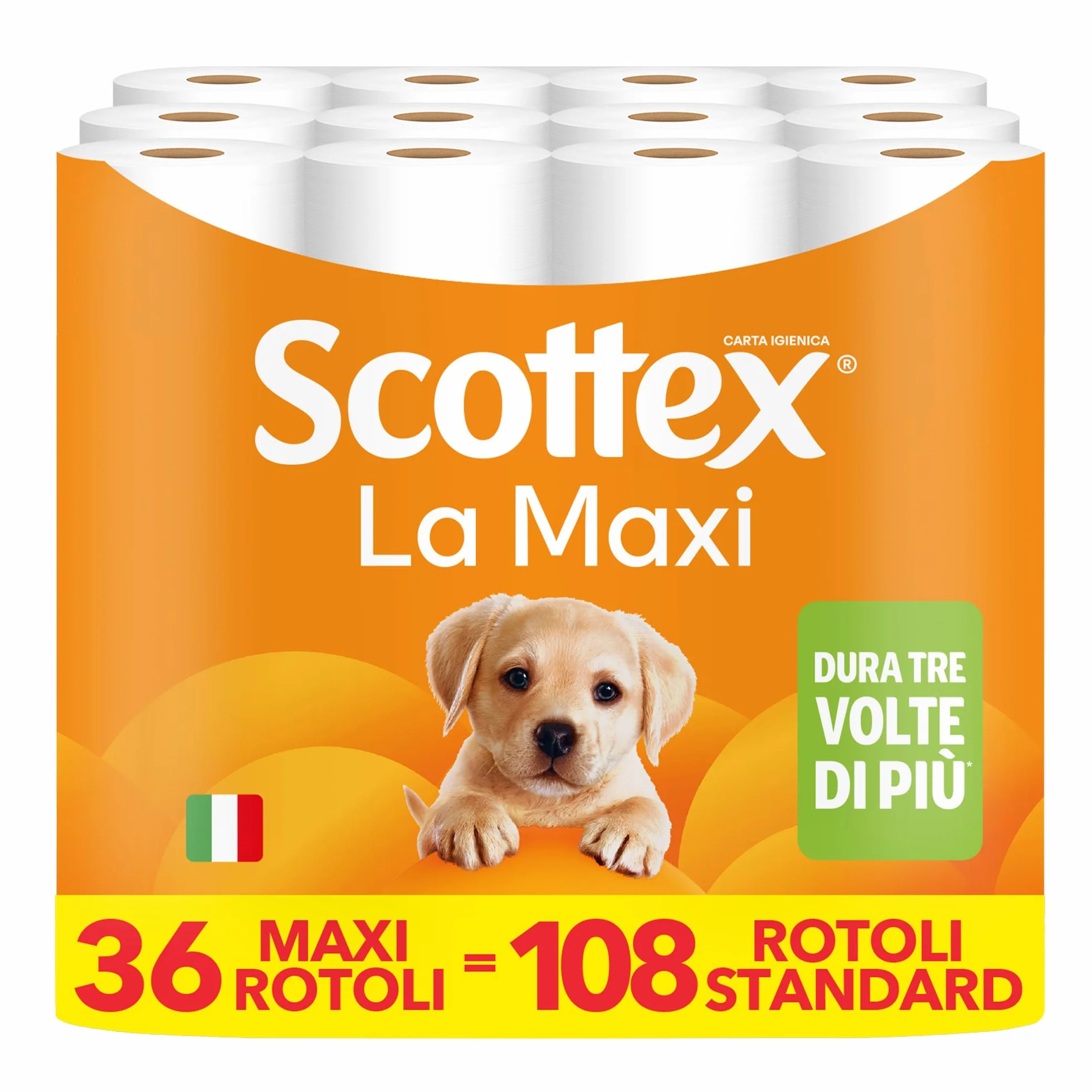 Scottex Carta Igienica La Maxi 36 Rotoli 500 Strappi Extra Morbidi Assorbenti Trama 3D