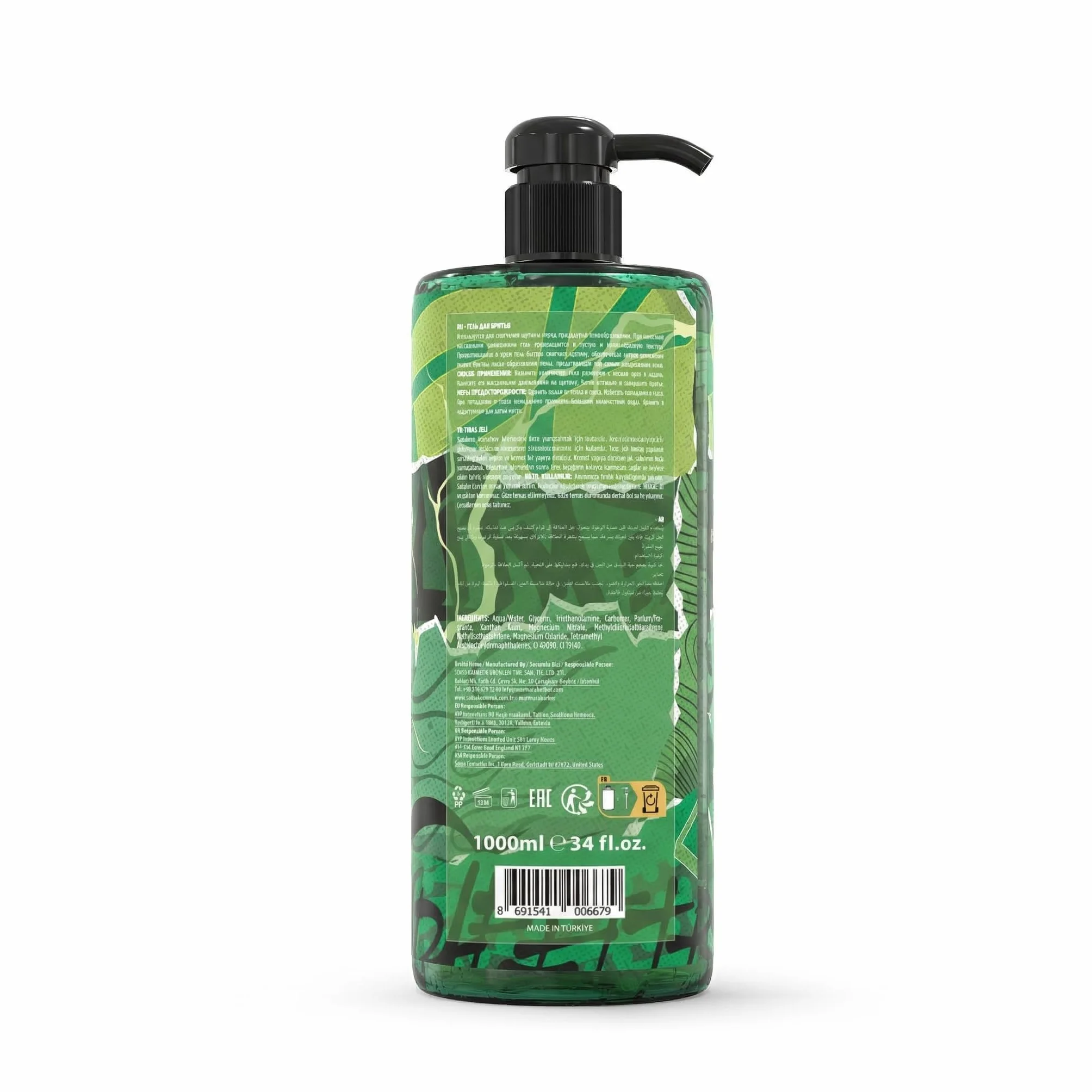 barber marmara Gel da barba da uomo n. 78 - Gel da barba trasparente da 1000 ml - Shaving Gel Men - rasatura precisa dei contorni della barba - non schiuma,raffredda la pelle