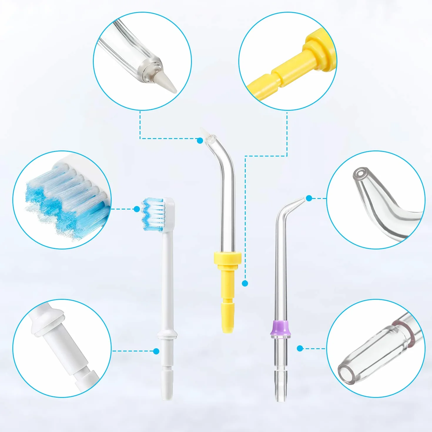 10 Pezzi Punte Idropulsore di Ricambio Compatibili con Waterpik Water Flosser WP-100, WP-100W, WP-260 e Altro Ancora, Include Punte Jet Classiche, Punte Spazzolino e Punte Tasca