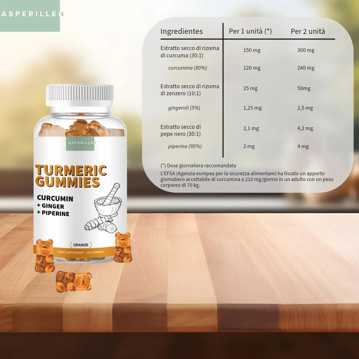 Turmeric Gummies con Curcuma, Zenzero e Pepe Nero - 60 Unità - Alto Dosaggio 80% Curcumina, 95% Piperina - Antinfiammatorio Naturale