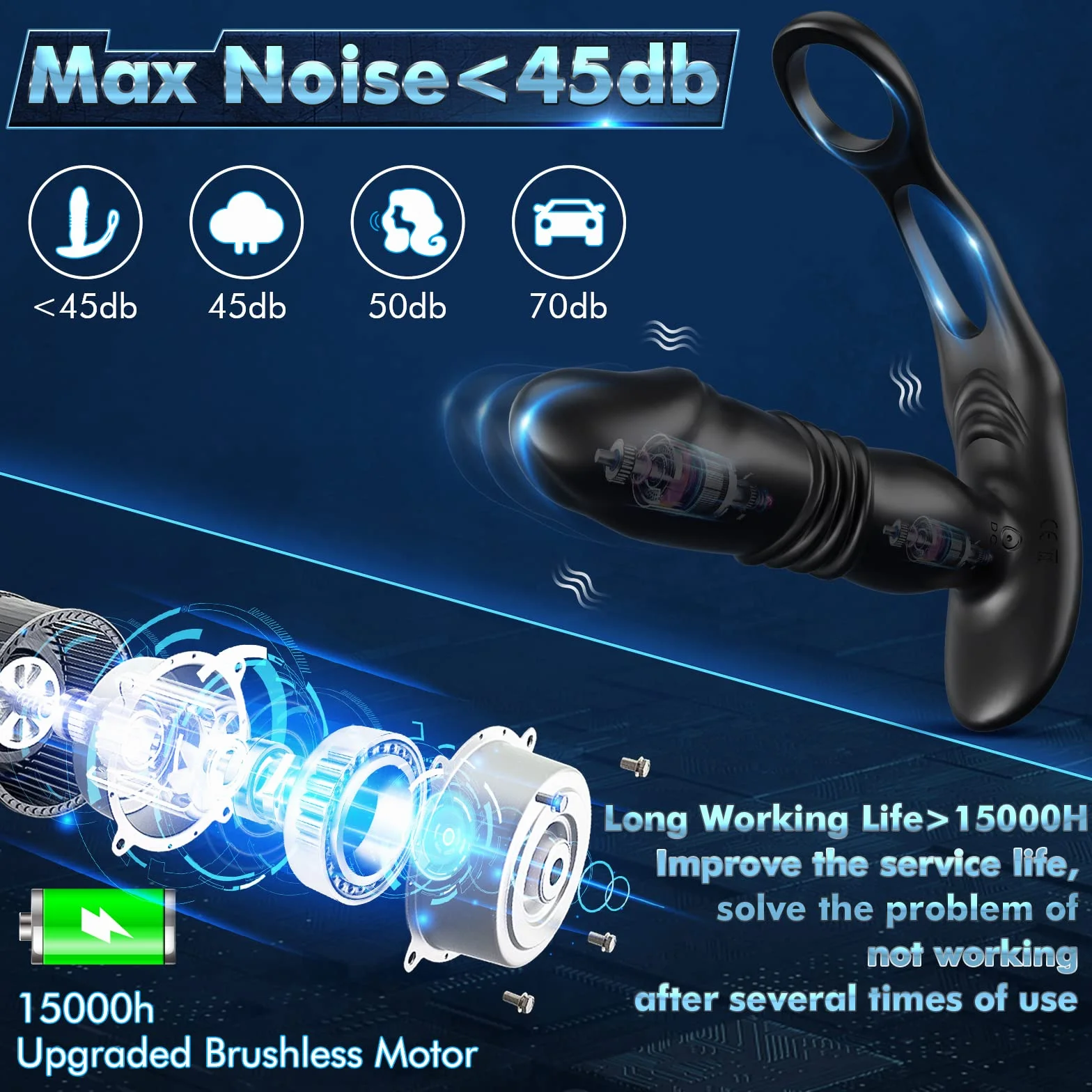 4 IN 1 Vibratore Massaggiatori Prostata con Anelli Pene per Uomo, Thrusting Sex Toys per Stimolare il Testicolo e Anali, Vibratori Penis Ring con 12+3 Modos, Morbido ed Elastico, Durevole (GF-003)