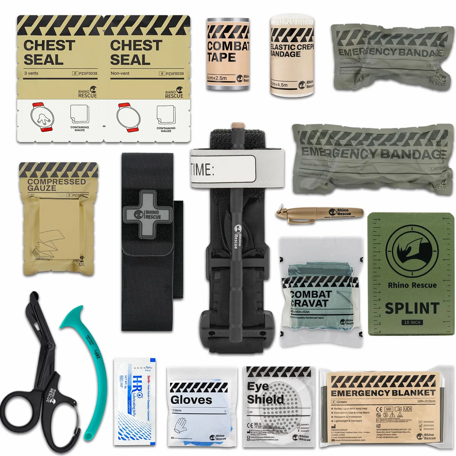 Pacchetto traumatico tattico RHINO RESCUE IFAK con materiale di medicazione fermare il sanguinamento (17PC-B)