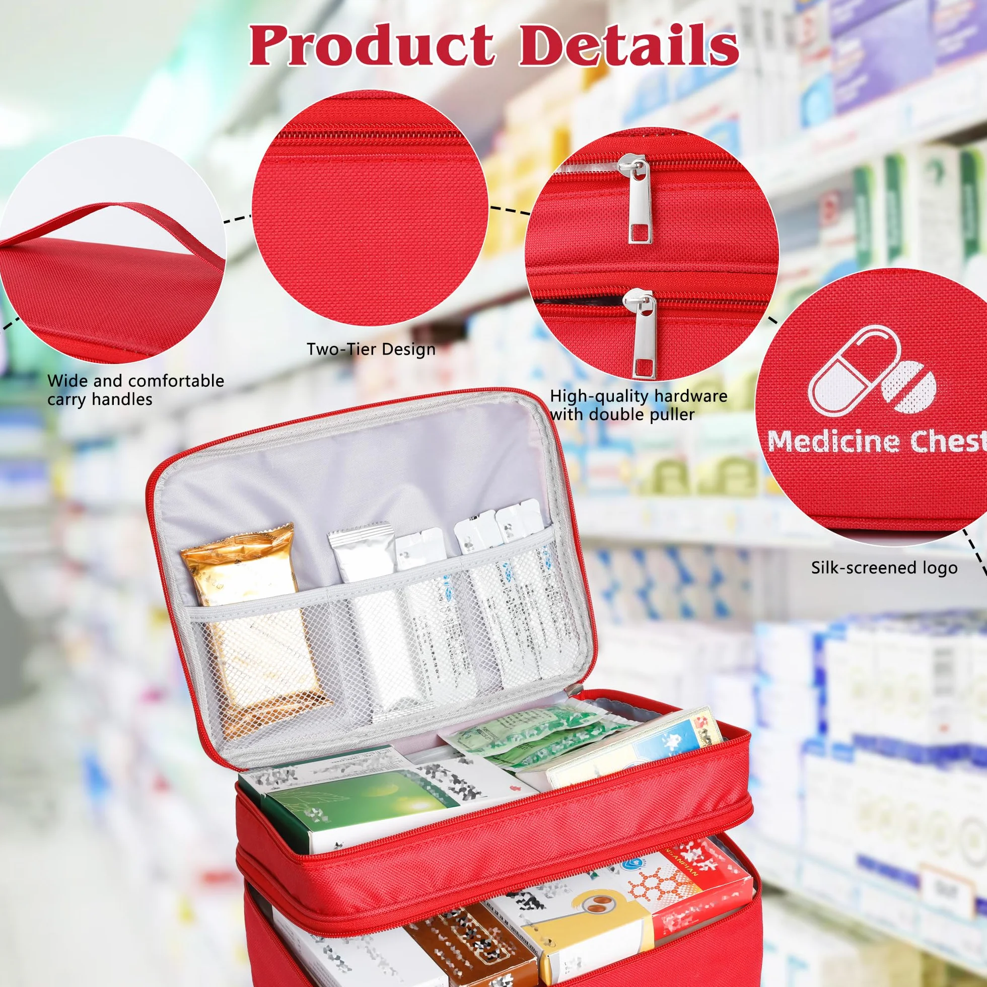 Romon Borsa Pronto Soccorso Viaggio Impermeabile, Kit Pronto Soccorso Vuota Alta Capacità Borsa Medica Portatile