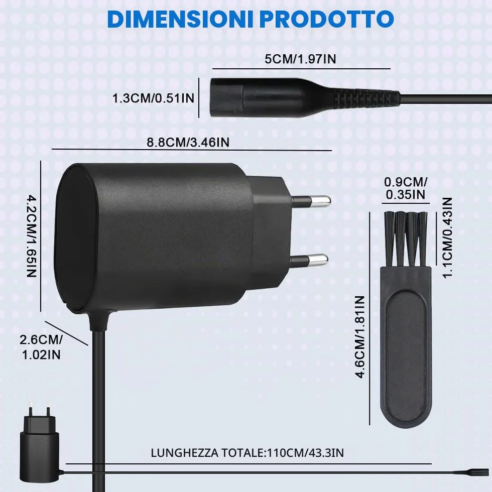 Caricabatterie 12V 0.4A per Braun Rasoio Elettrico Serie 9 7 5 3 1, Cavo di Ricarica Sostituzione