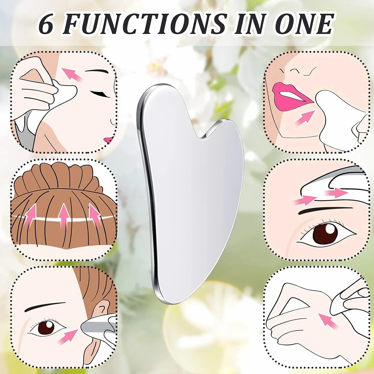 Gua Sha Acciaio Inossidabile GuaSha Viso, Durevole metallo Massaggio Viso Corpo, Antirughe Riduce il Gonfiore Strumento Raschietto per Massaggio