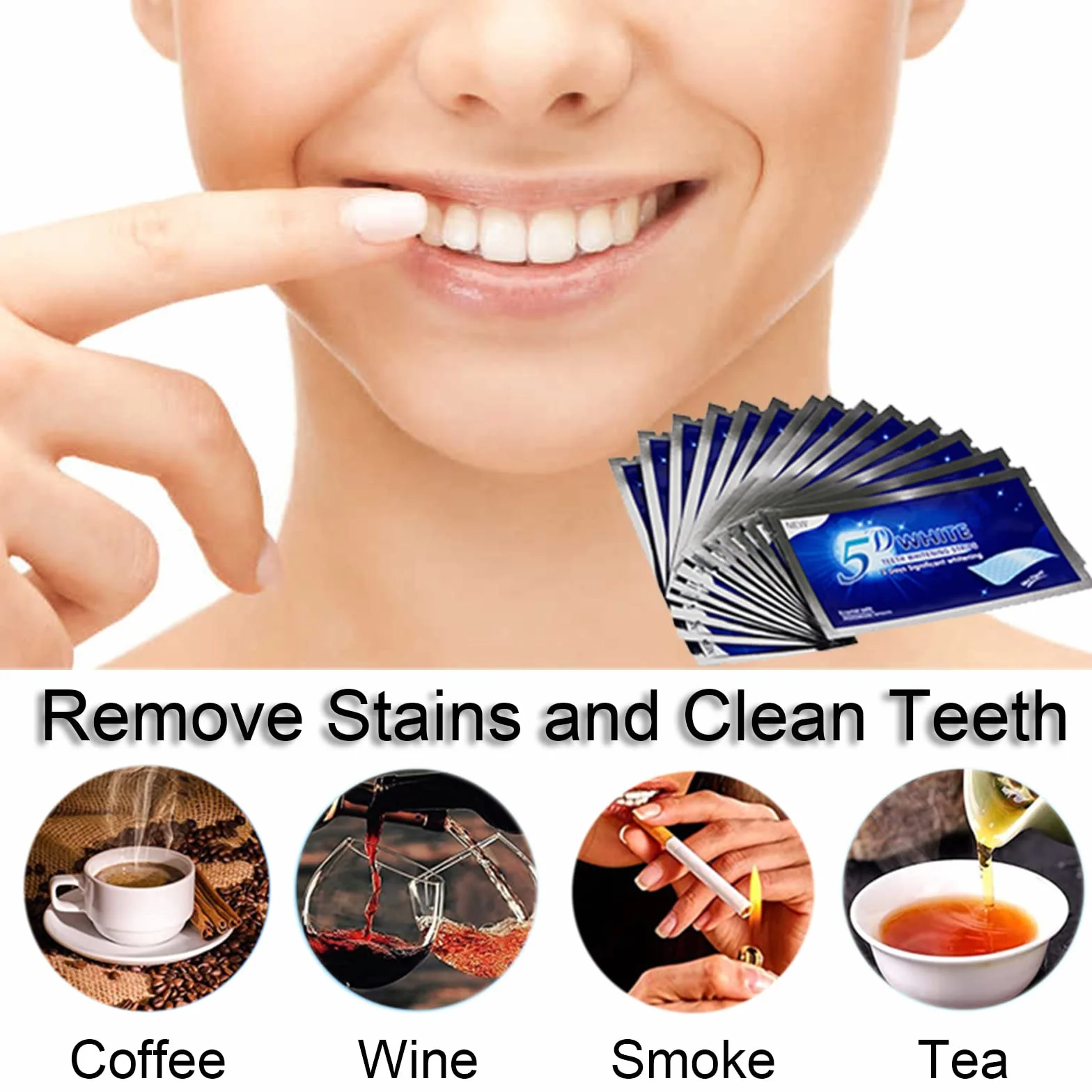 Strisce Sbiancanti Denti, 28 Striscie Sbianca Denti,Sbiancante Denti per lo Sbiancamento e la Pulizia dei Denti