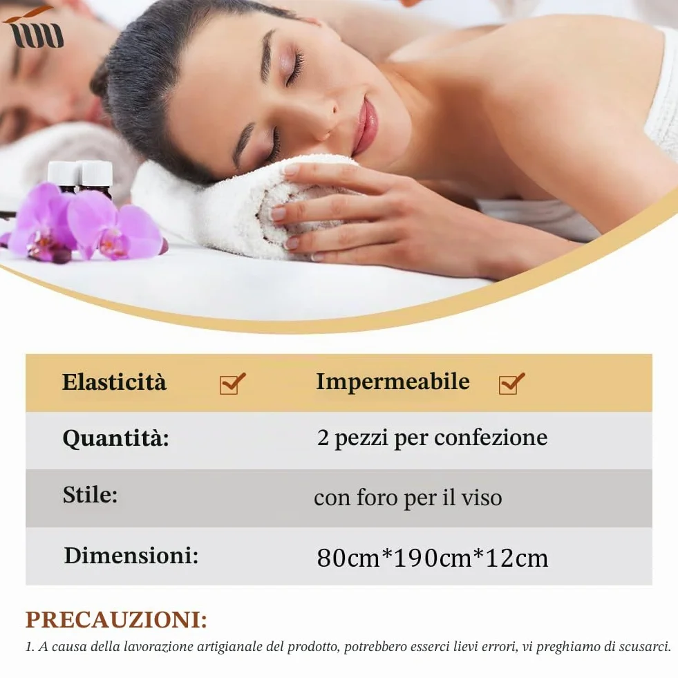 Telo da Massaggio Impermeabile Lavabile per Lettino con Foro per il Viso