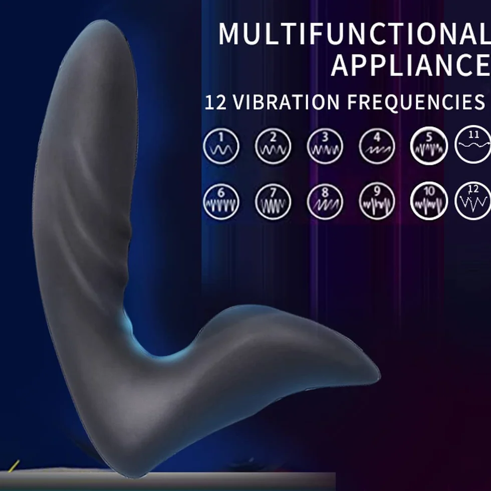 Massaggiatóre Próstatico,Silicone Vibràtóre con 12 Modalità di Vibrazione, Morbido Vibratǒri per Donna e Uomo Stimólazione Clitòridea e Puntó G Massaggiatóre Nero
