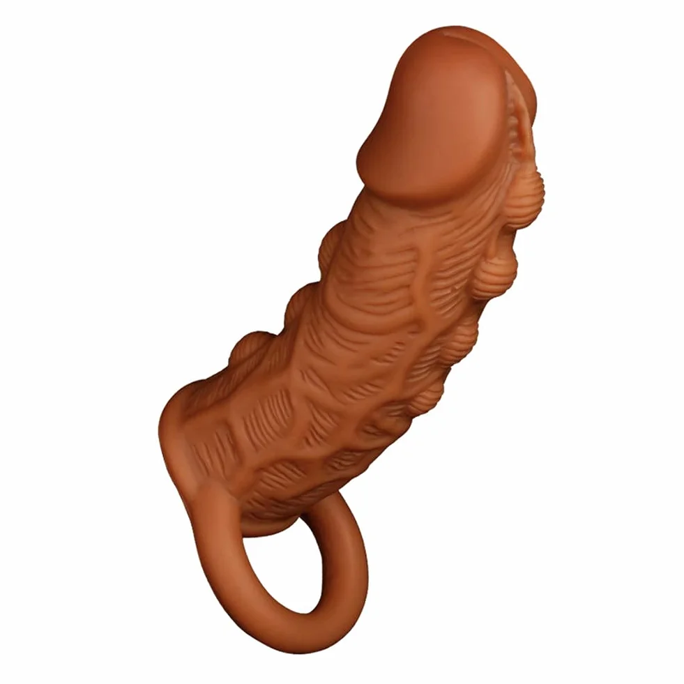 SXOVO Custodia per pene con anelli per testicoli, giocattolo sessuale per uomini, per estendere il pene