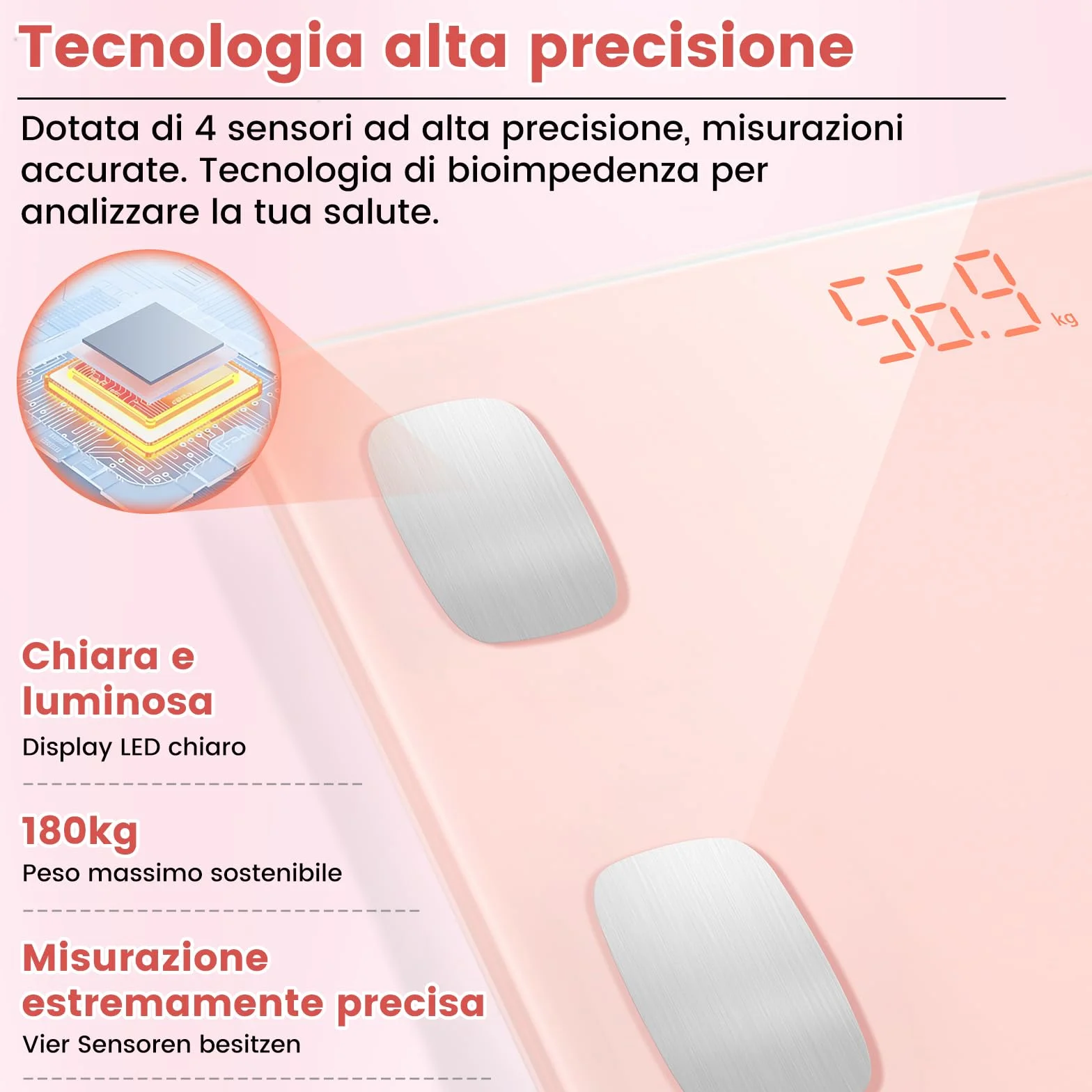 Himaly Bilancia Pesapersone Digitale Professionale Bluetooth 180 kg