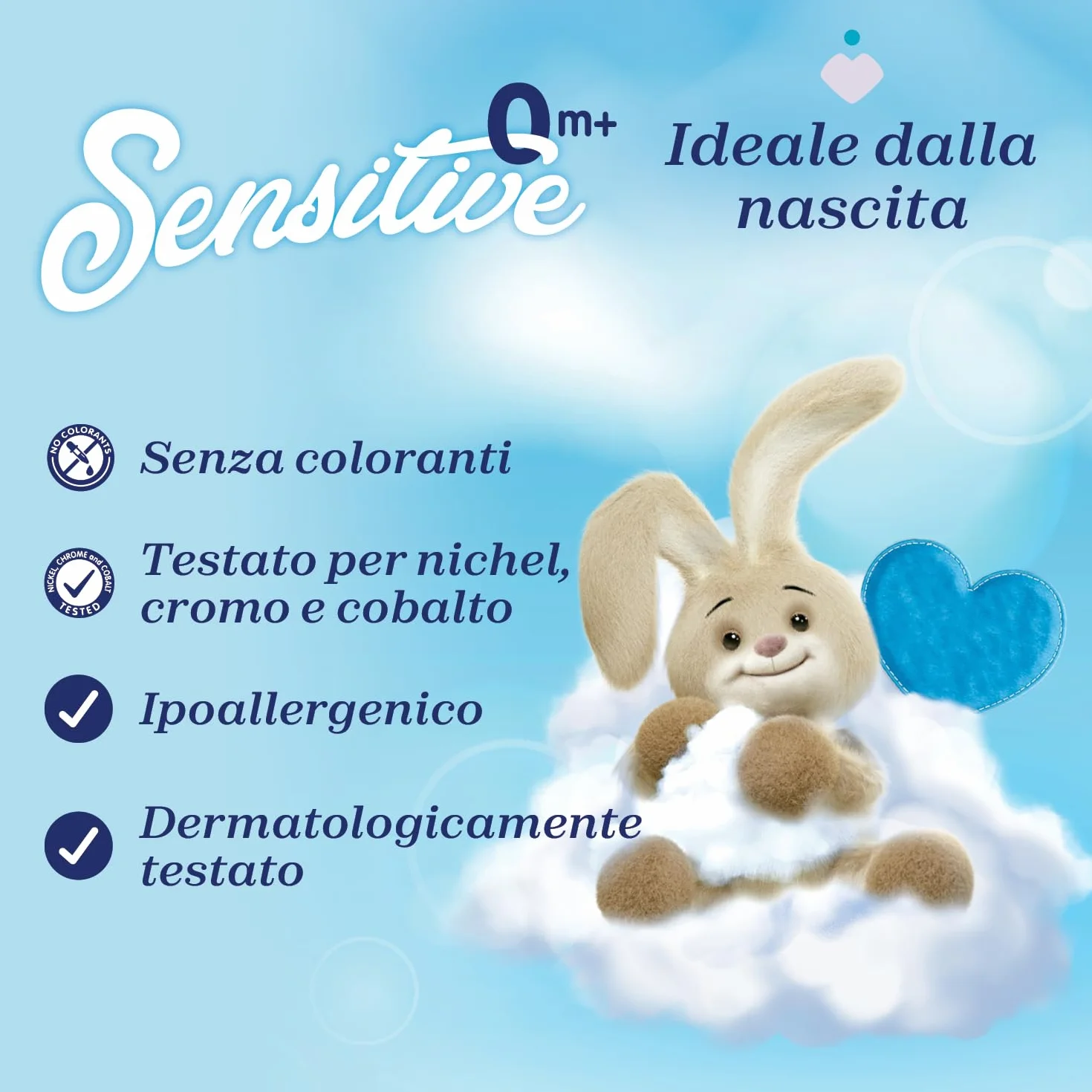 Chicco Sensitive Ammorbidente Concentrato 750ml, Ipoallergenico Cuore di Talco 0+ Mesi, Freschezza Intensa e Morbidezza Duratura, Senza Coloranti