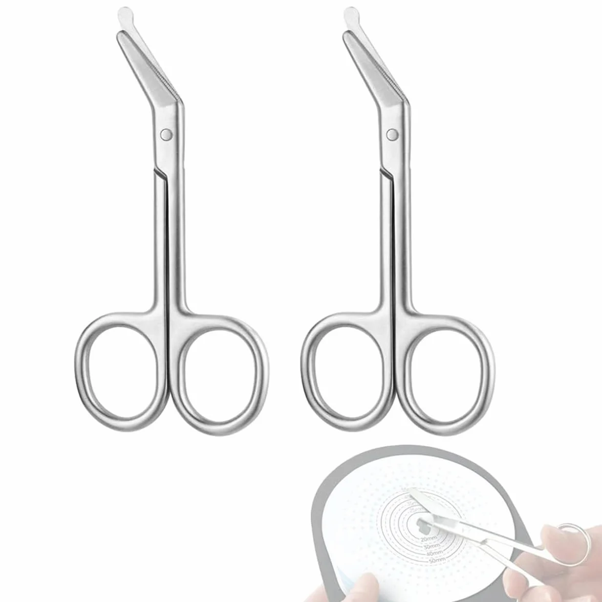 Forbici per stomia - Forbici per stomia con punta rotonda smussata per la cura della colostomia e ileostomia, in acciaio inossidabile, 11,2 cm, 1 pezzo