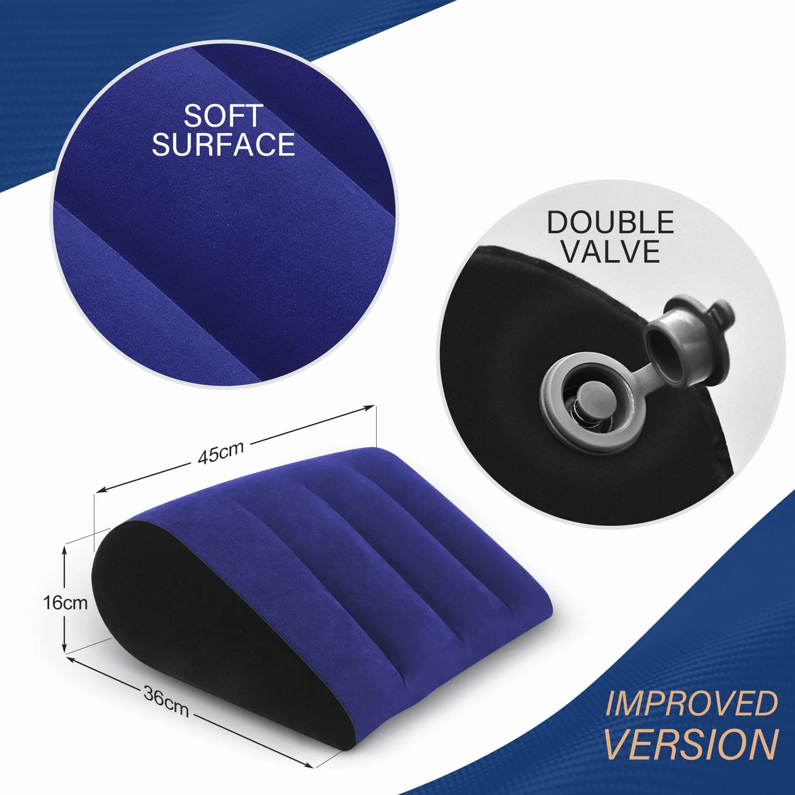 Set di Cuscino Bondage Sesso Manette da Polso per Coscia Cuscino a Cuneo Gonfiabile BDSM Kit (Blu)