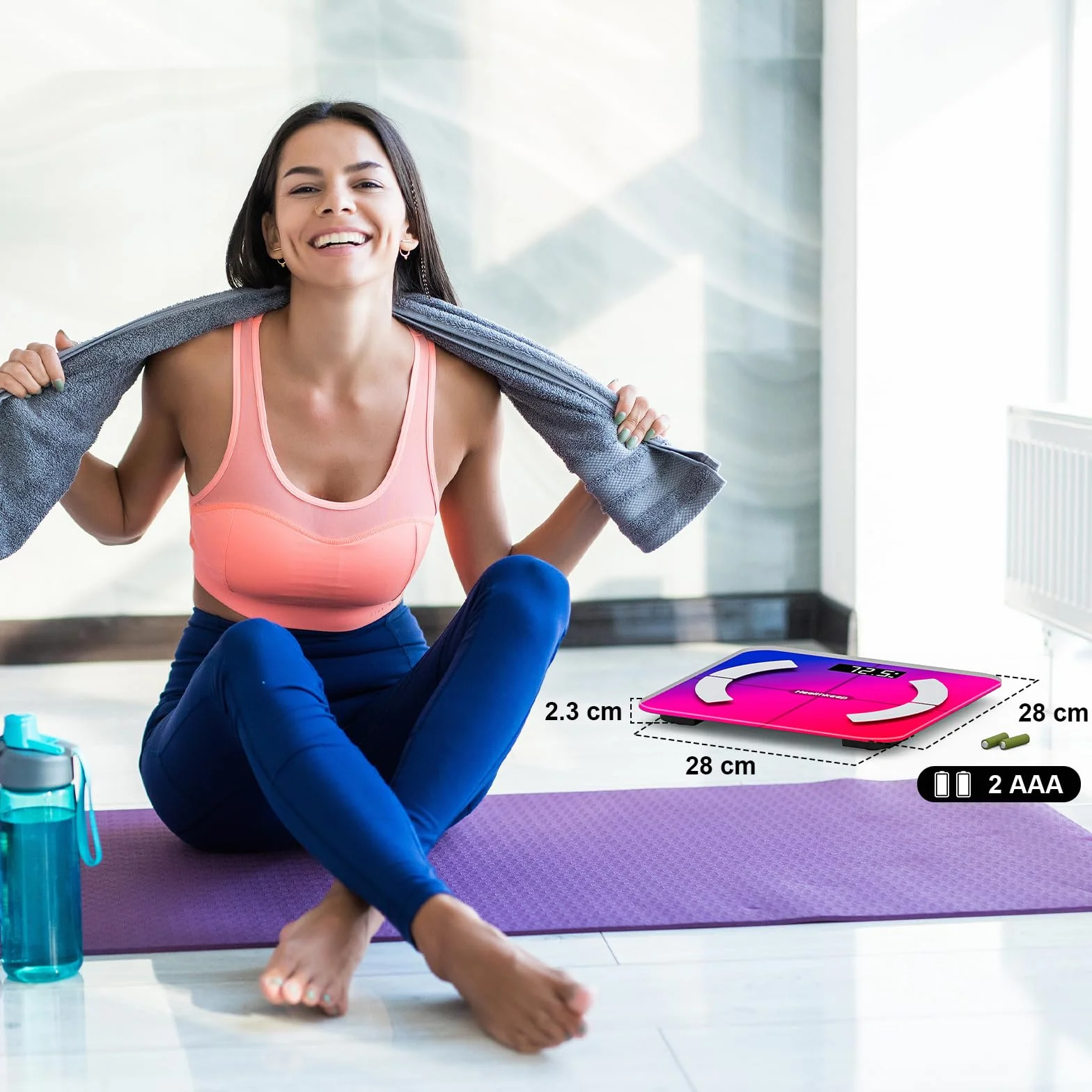 Healthkeep Bilancia Impedenzimetro Bluetooth alta precisione 13 indicatori per Android iOS Max 180kg 28x28 cm
