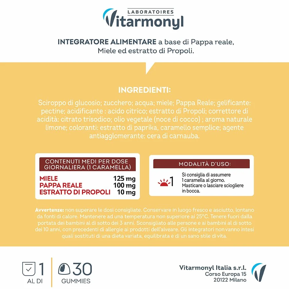 VITARMONYL PAPPA REALE GUMMIES z Propoli i Miele dla Dzieci +3 30 sztuk