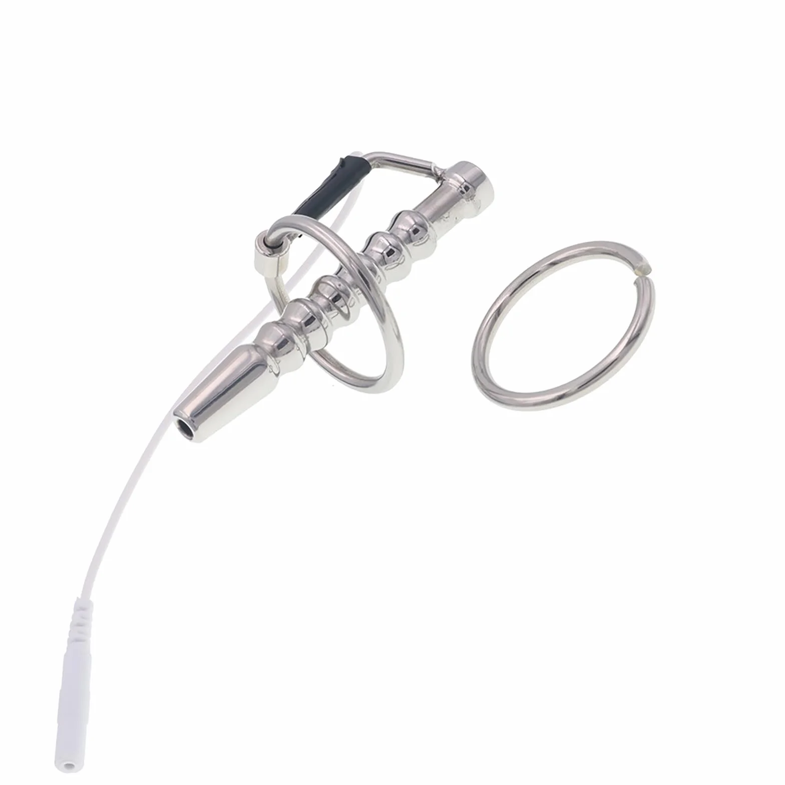 Plug Uretrale Elettrostimolante Con Anello Fallico Regolabile Dilatatore Vuoto Acciaio Inossidabile Giocattolo BDSM Uomo E Stim