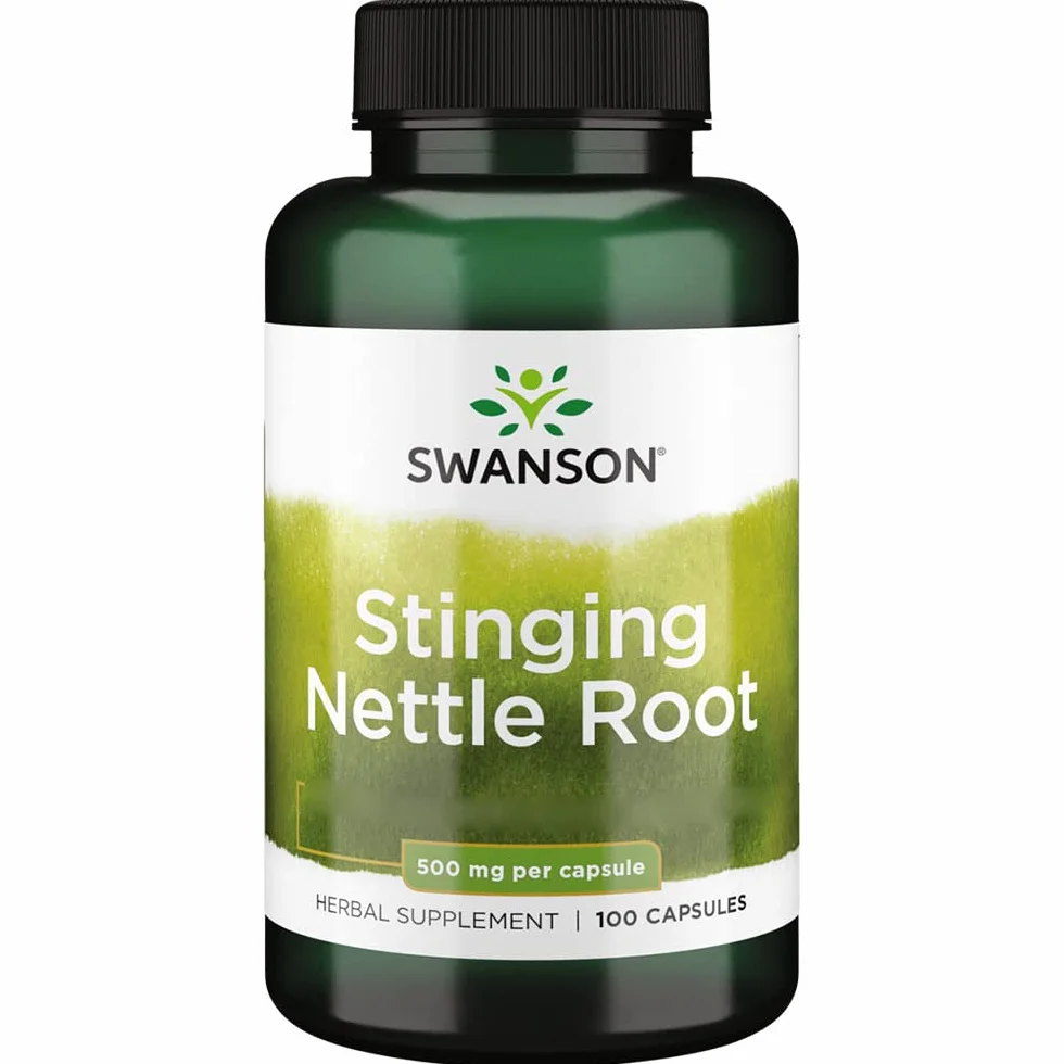 Swanson Stinging Nettle Root 500mg 100 Capsule Testato in Laboratorio Senza Glutine Non OGM