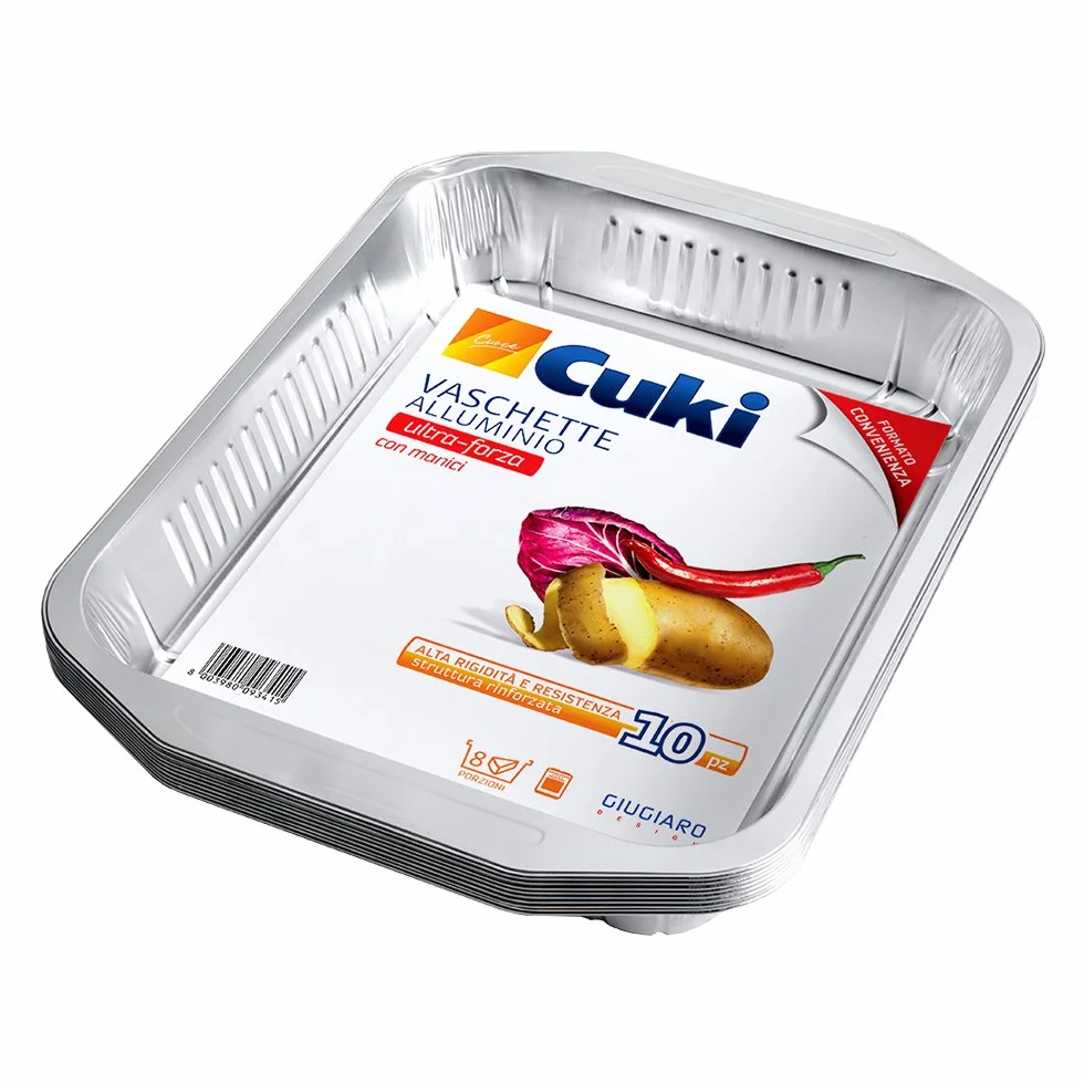 Cuki Vaschette Alluminio Ultra Forza 8 Porzioni Rettangolari 10 Pezzi