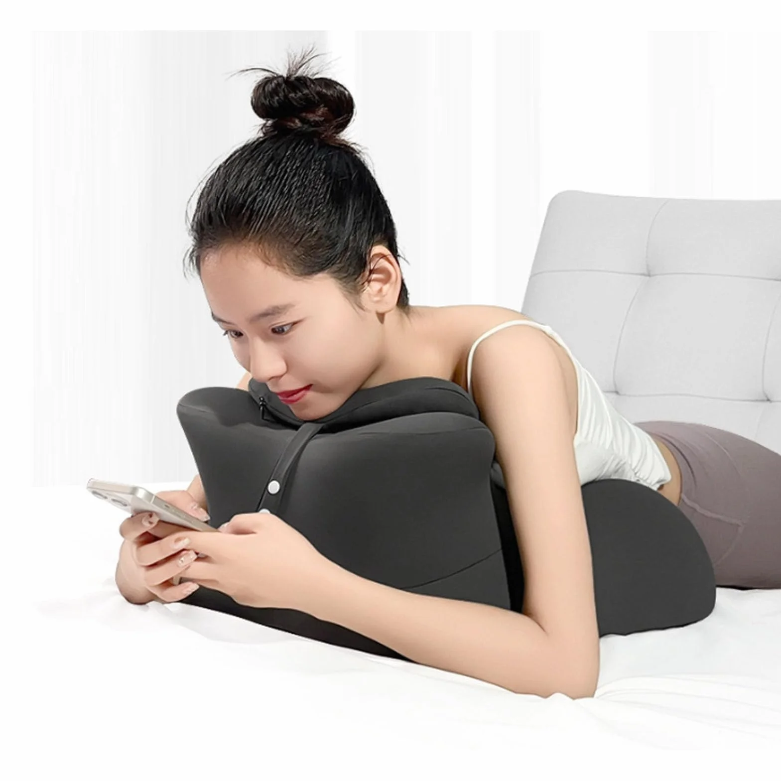 Cuscino ergonomico per coppie 27° memory foam per schiena fianchi collo nero