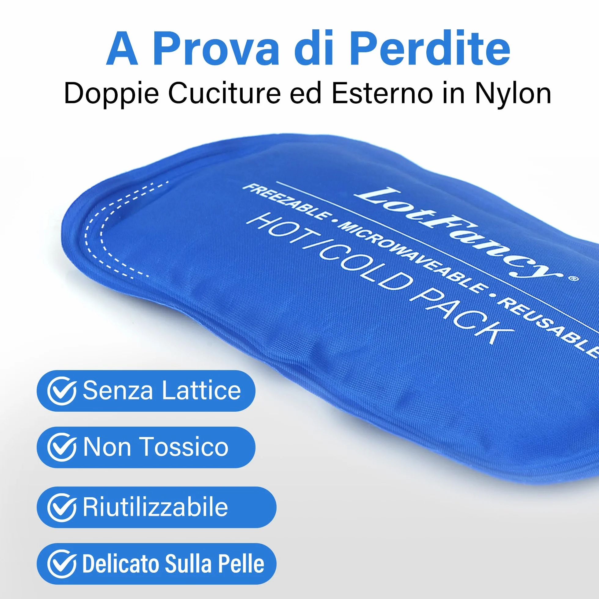 LotFancy Ghiaccio Gel Riutilizzabile, 2 Cuscinetti Gel Caldo Freddo per Gomito, Ginocchio, Collo, Caviglia