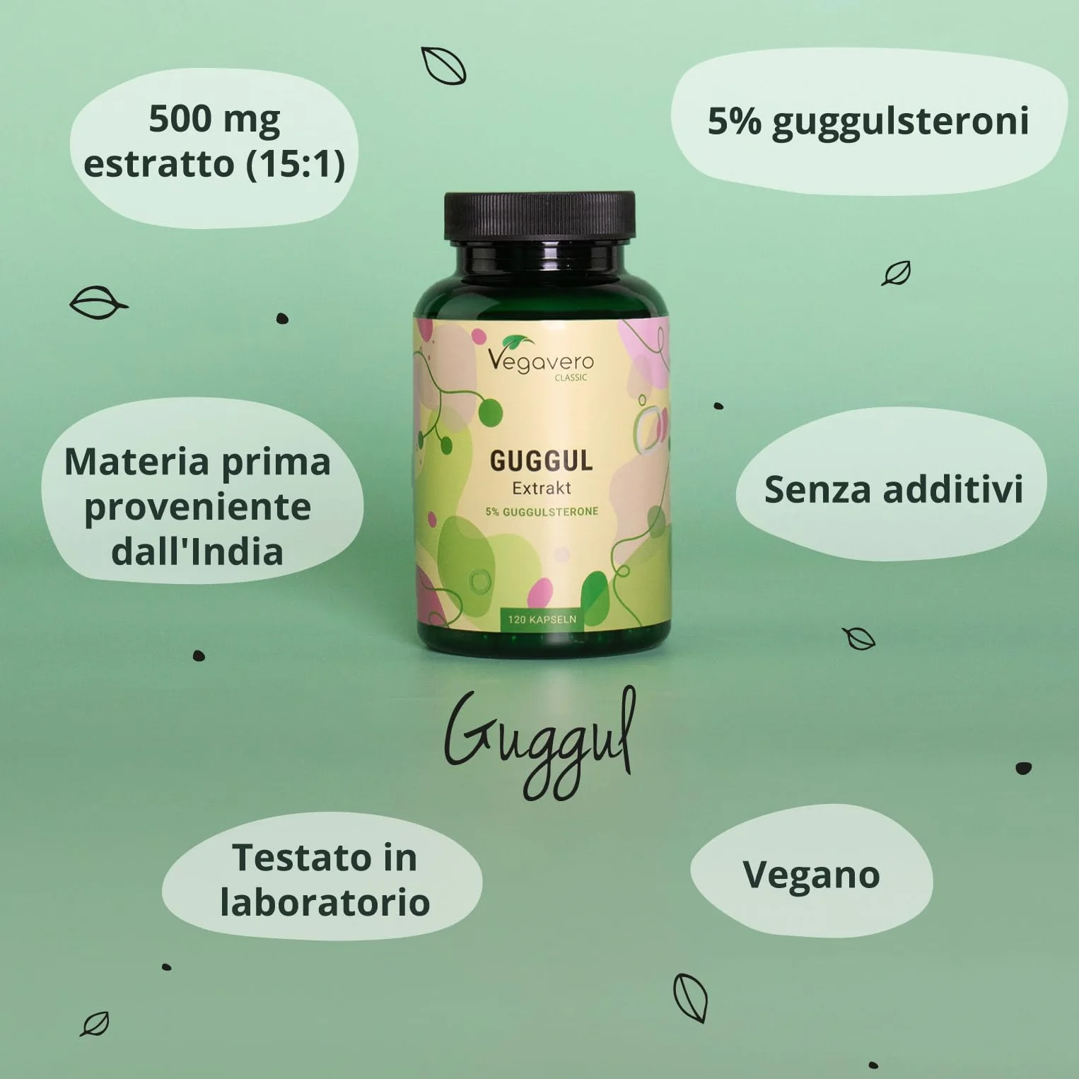 Vegavero® Guggul 7.500 mg 120 capsule Resina di Mirra Ayurveda Vegan