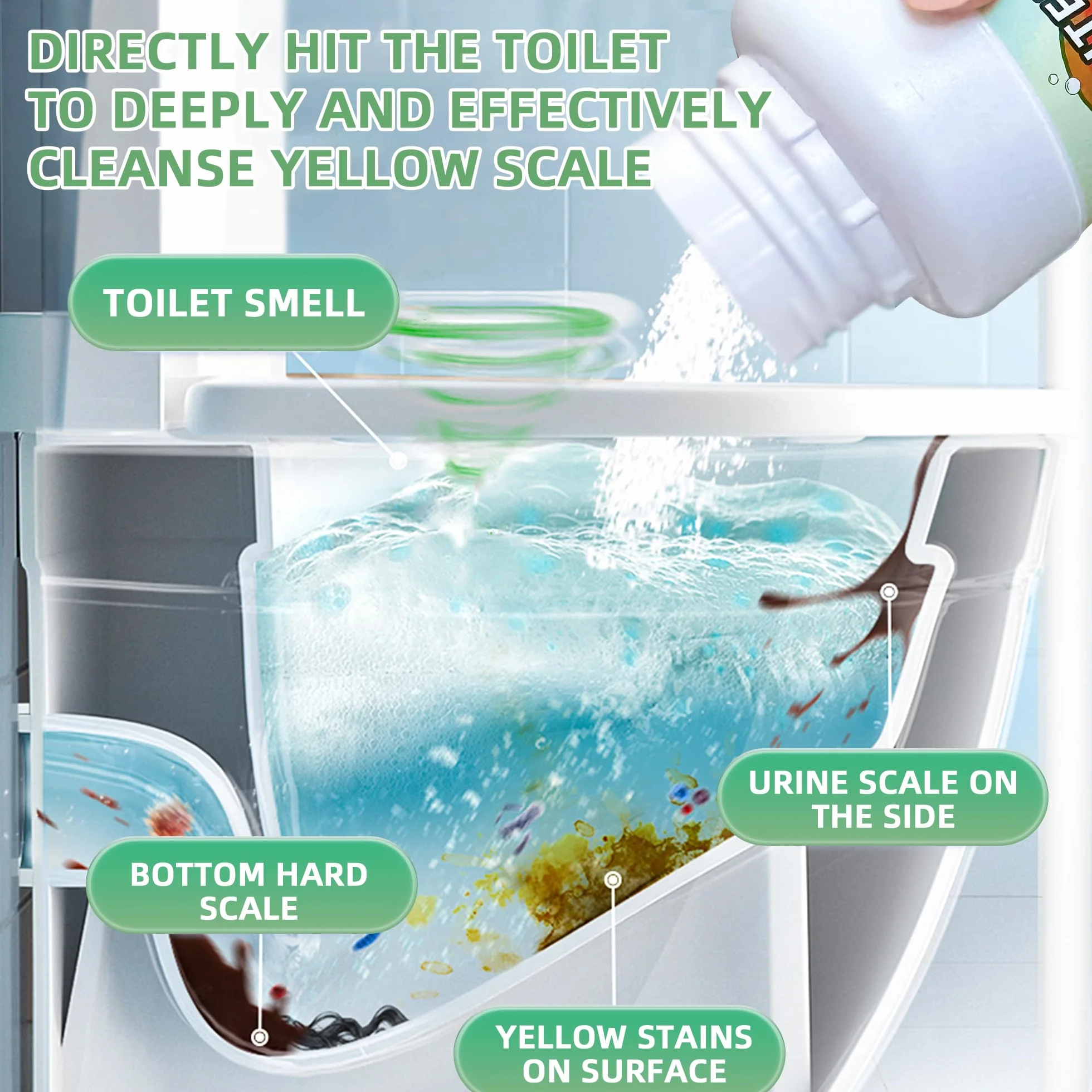 Pietra pomice per la pulizia del water, detergente per WC, rimozione di calcare, depositi di calcare e ruggine adatto per la pulizia della toilette (1 powder+2 Pumice)