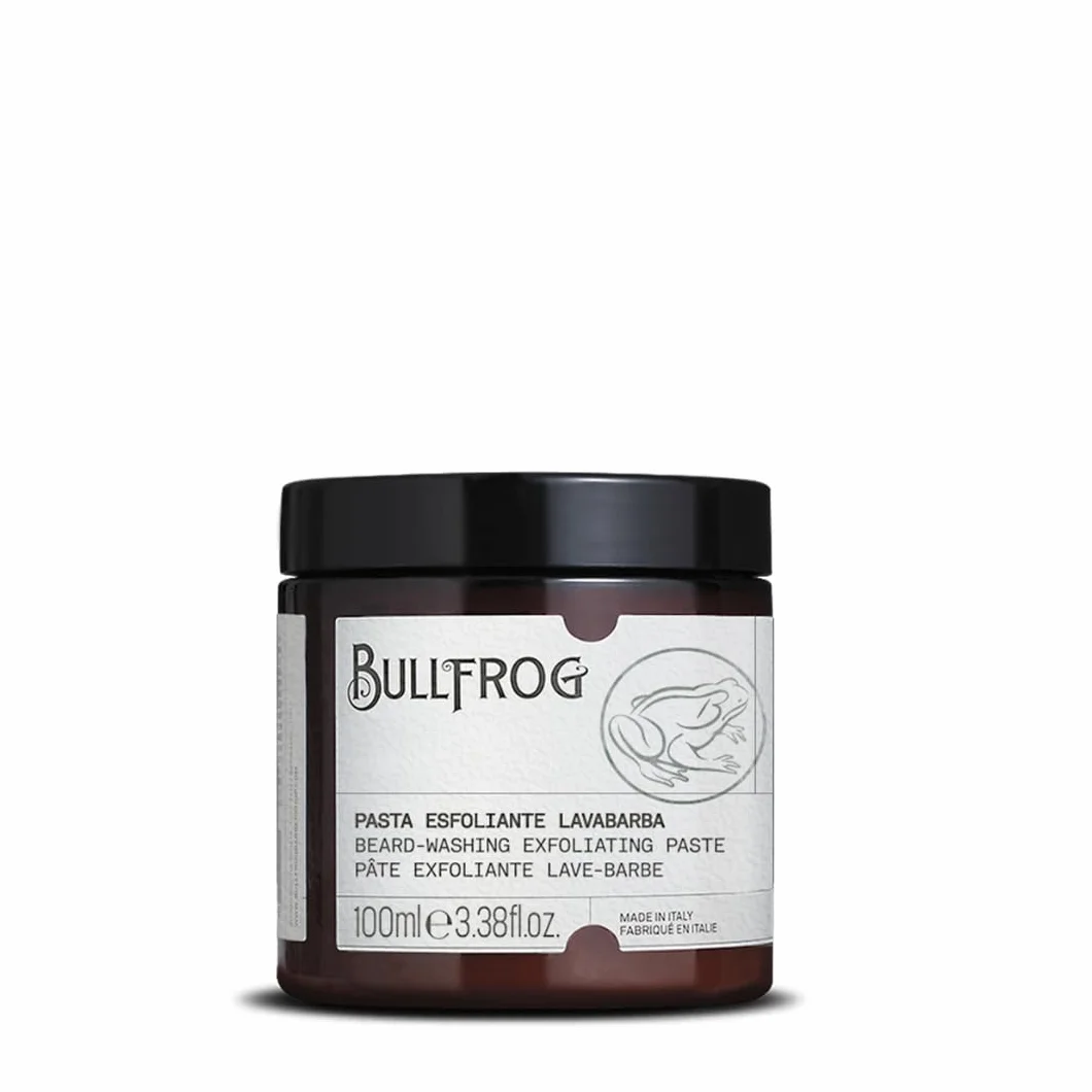 Bullfrog Pasta Esfoliante Lavabarba 100ml - Deterge in Profondità la Barba - Regala un Aspetto Lucido Ordinato - Fragranza con Note di Lavanda, Muschio di Quercia e Vetiver - Made in Italy.