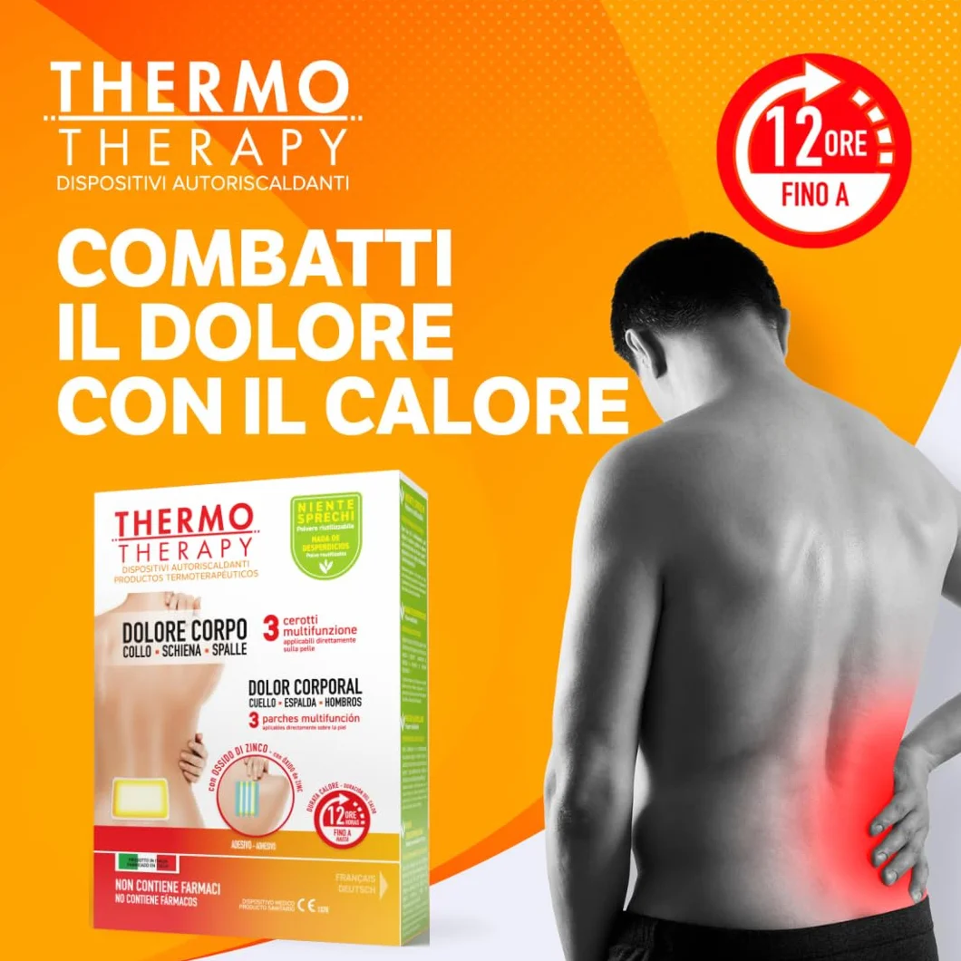 Cerotto Caldo Multifunzione Schiena e Spalle 12 Ore 3 Pezzi Thermo Therapy