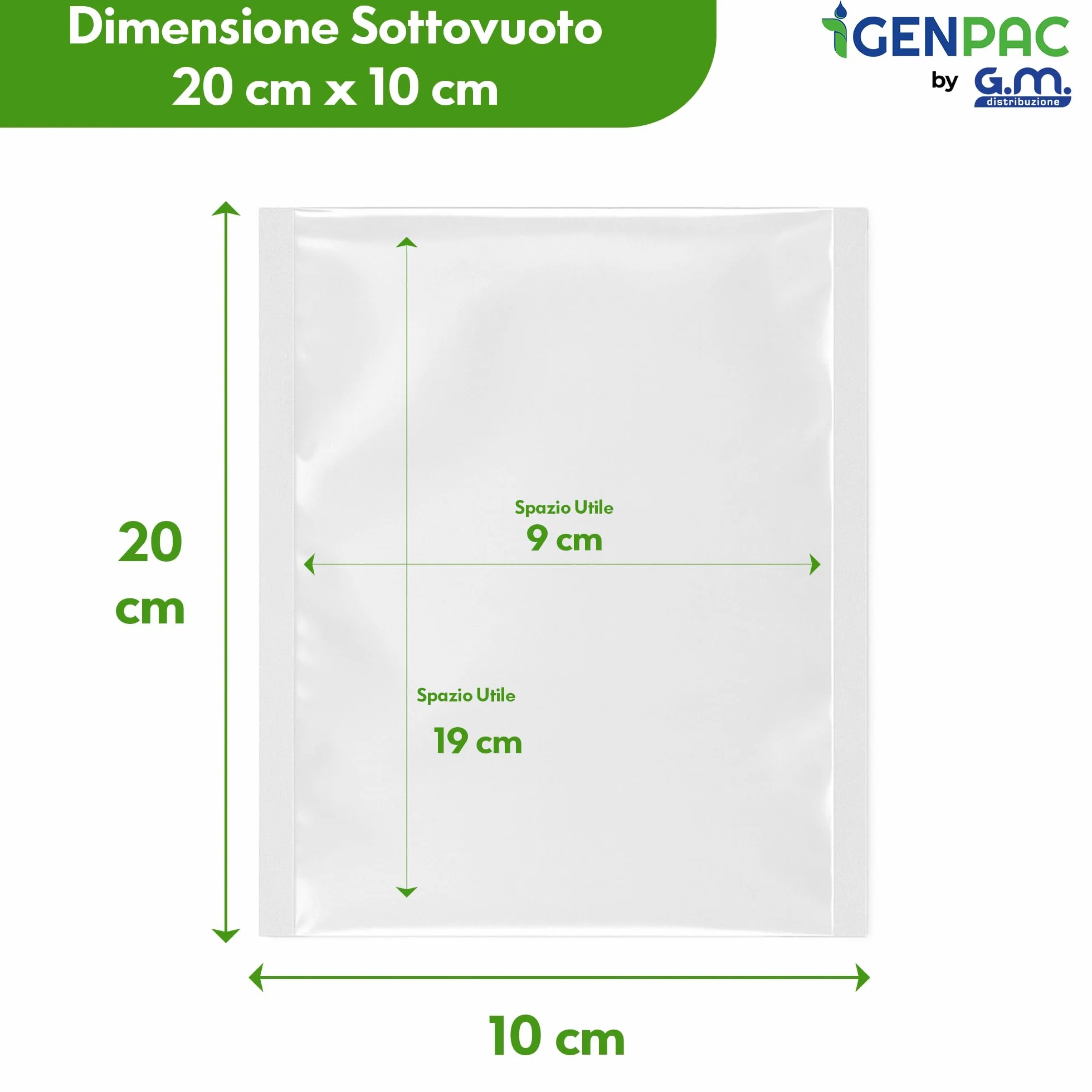 Buste Sottovuoto Lisce GM 100 10x20 cm BPA Free Sacchetti Cottura Sous Vide Professionale Congelatore Frigo -40°C a 121°C Ermetici