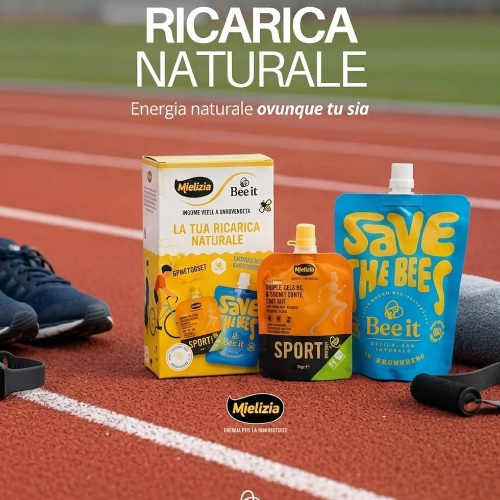 Mielizia Kit Sport Ricarica Naturale SportPocket Miele Polline Pappa Reale Bagnodoccia Rigenerante 250 ml Miele Biologico Cofanetto Energia Recupero Post Workout
