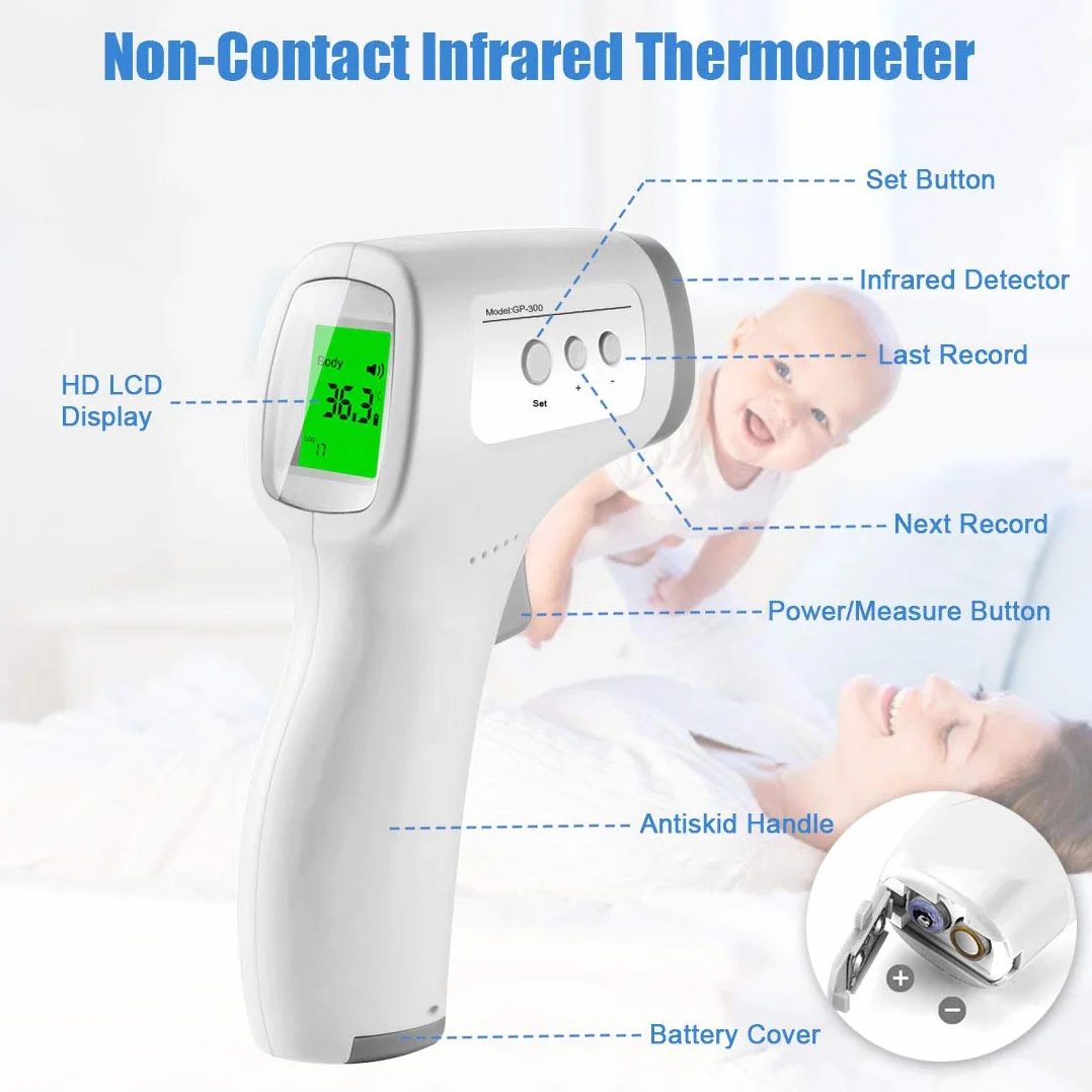 Termoscanner Infrarossi Display LCD Certificazione CE Conversione ℃ e ℉ Neonati Bambini Adulti