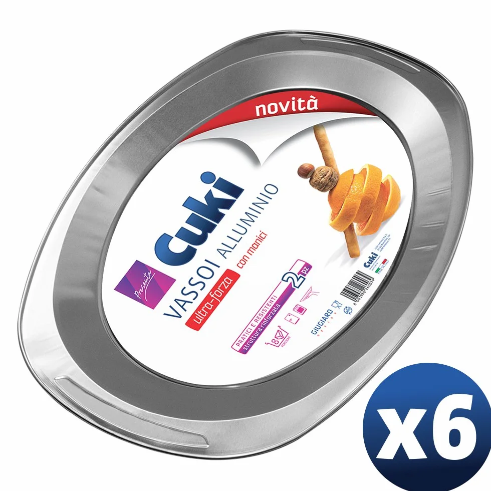 Cuki Vassoi alluminio 12 vaschette con manici Argento