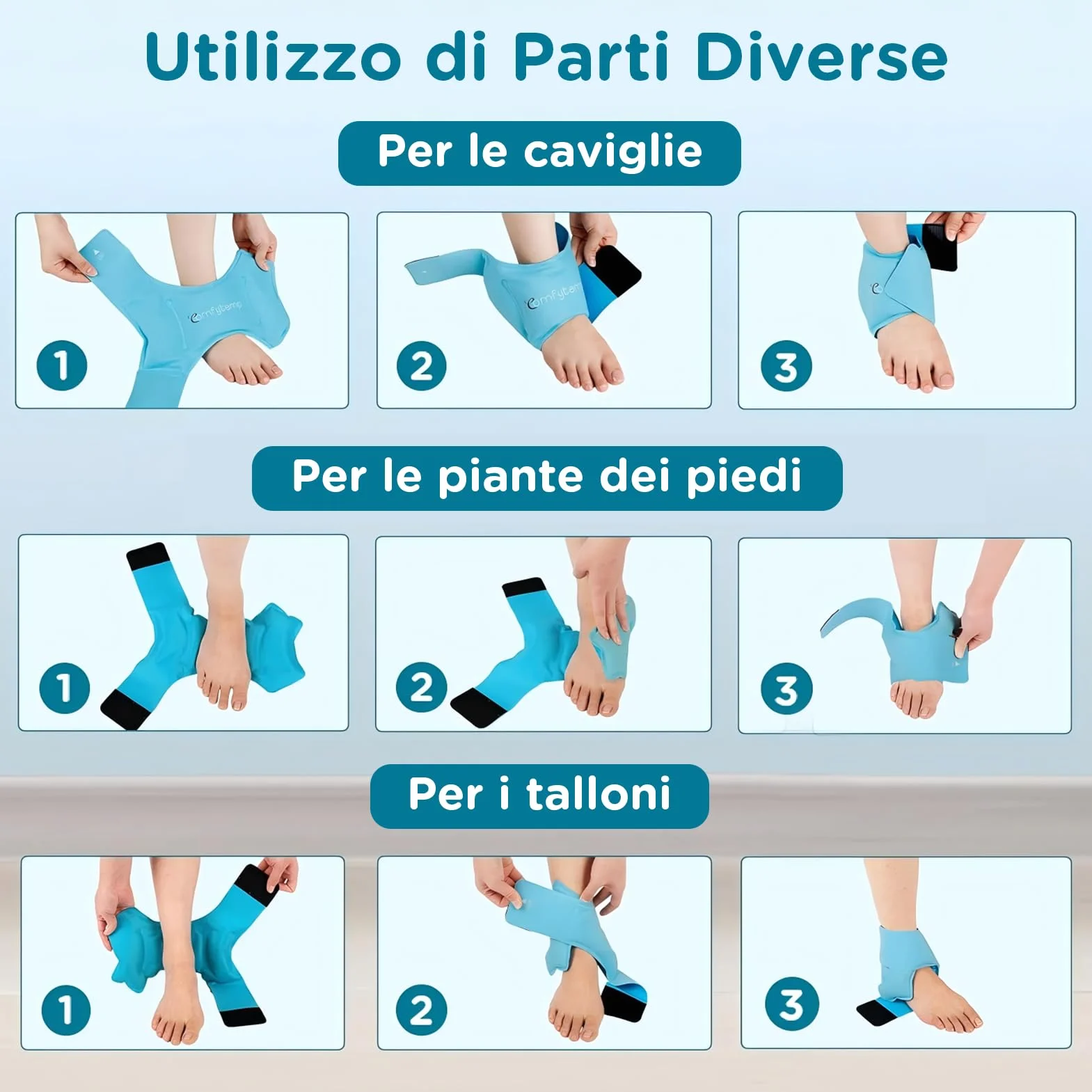 Comfytemp Manicotto refrigerante per piedi e caviglie, in gel refrigerante (1 pezzo), per tendine d'Achille, gonfiore