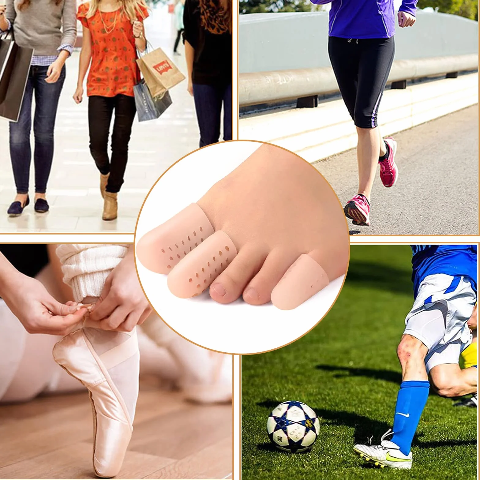 Protezione alluce,10 Pezzis cappucci Copri dita in gel,Protezione Piedi Traspirante Proteggi Dita Piedi,per Previene la formazione di calli e vesciche,Protect Nail Toes Per uomo e per donna