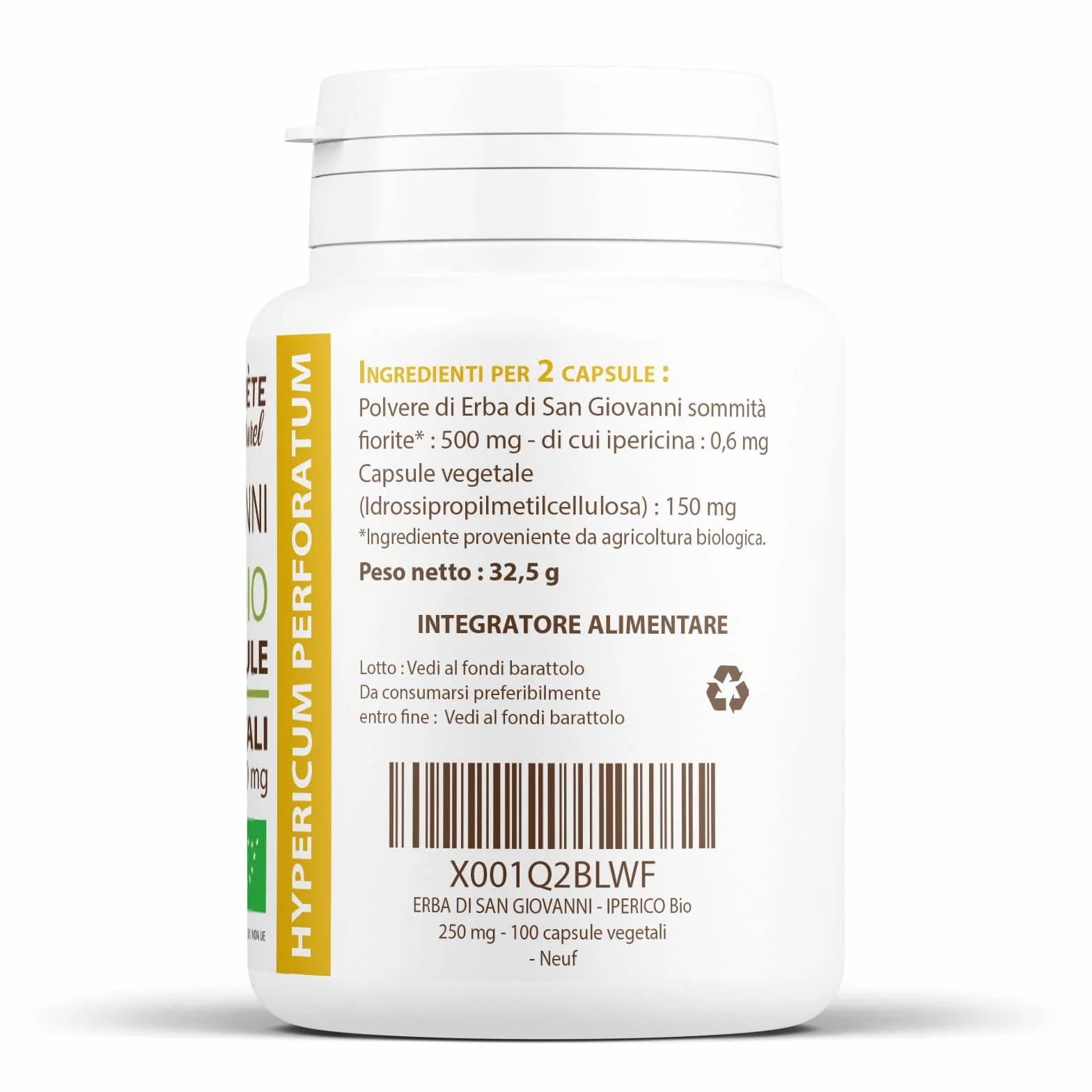 Erba di San Giovanni Bio 250mg - 100 capsule - Hypericum Perforatum - Natureen | Planète au Naturel