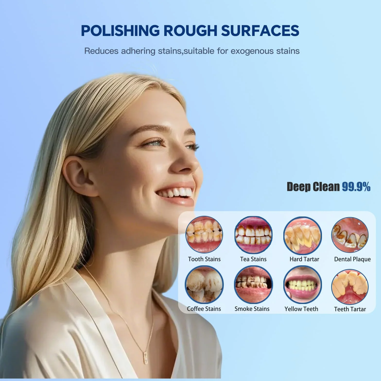 Lucidatrice elettrica per denti, rimozione placca con 6 testine - Smacchiatore dentale sbiancante