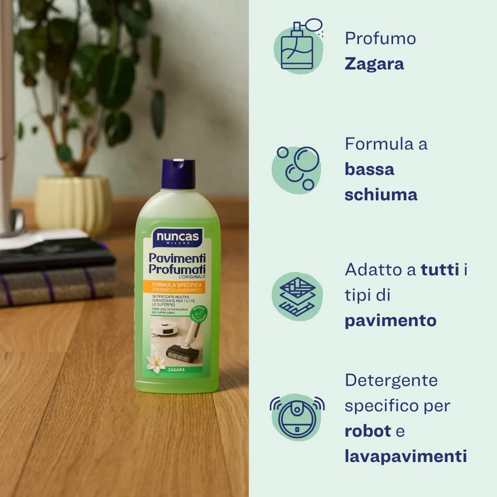 Nuncas Detergente Pavimenti Zagara 3 x 500 ml Multipack per Robot e Lavapavimenti