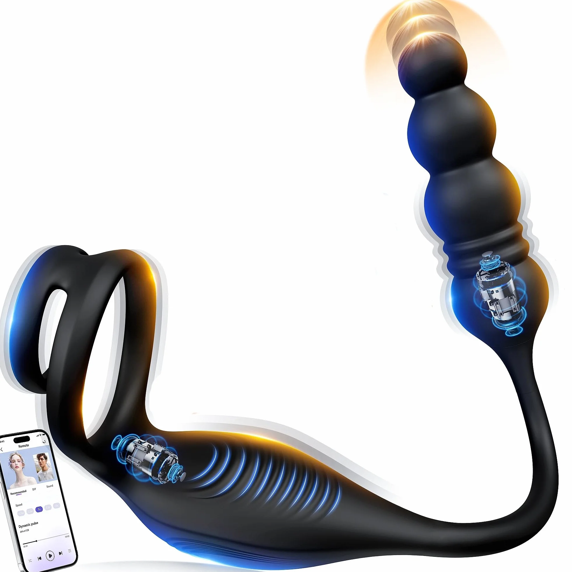 Vibratore per Uomo Stimolatore Prostata Anal Plug Sex Toys, Vibratore Anale Dildo Anale Plug Analesex Toy con Telecomando, Sex Toy Uomo Donna Butt Plug 9 Mode Télescopique & Vibrations Interazione AI