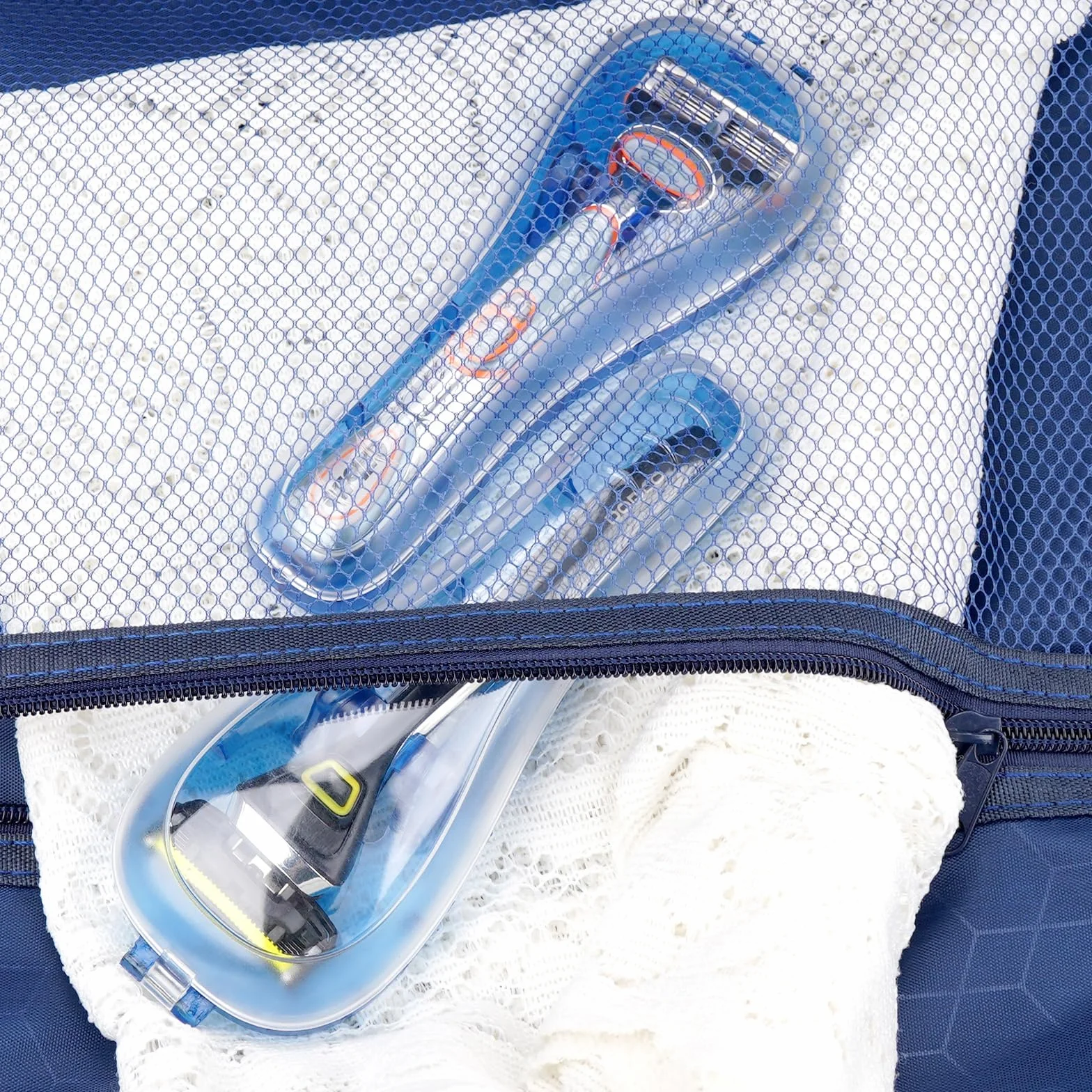 Linkidea 2 custodie rigide per rasoio, portatili e da viaggio, compatibili con Fusion 5 ProGlide, Sensor 3, SkinGuard, Pace 6 Pro (Blu)