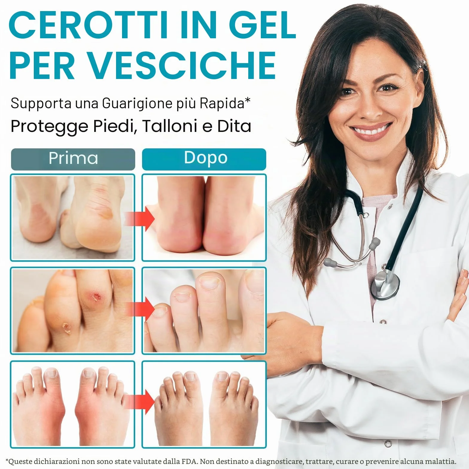 Cerotti a Bolle in Gel Idrocolloide Invisibili, Impermeabili per Talloni e Dita