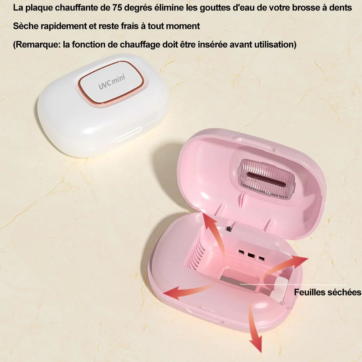 JOYWOOD Intelligente Induzione UV-C Spazzolino Da Denti Portatile Disinfettatore UV, Ricarica USB, Asciugatura + Parete Magnetica Adsorbzione + LED, Adatto a Tutti gli Spazzolini Da Denti（bianco）