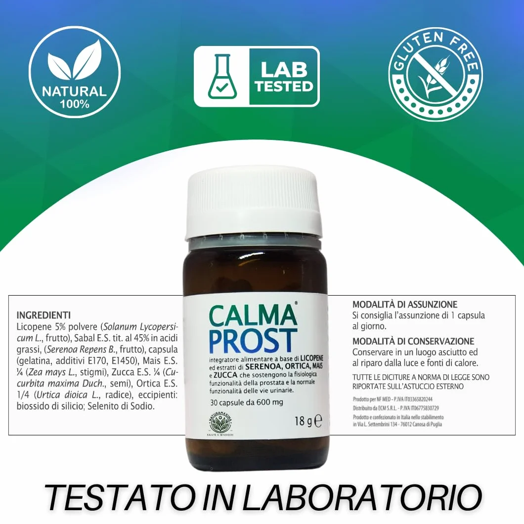 CALMAPROST Integratore Prostata 30 Capsule Serenoa Repens Licopene Zinco Selenio