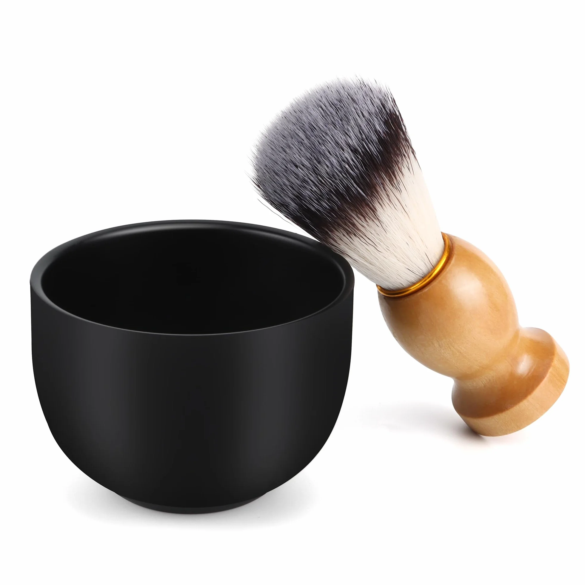 Pennelli da Barba, Ciotola da barba, Ciotola in Acciaio Inox, per la Rasatura a Casa, Dal Parrucchiere e Nel Salone (nero)