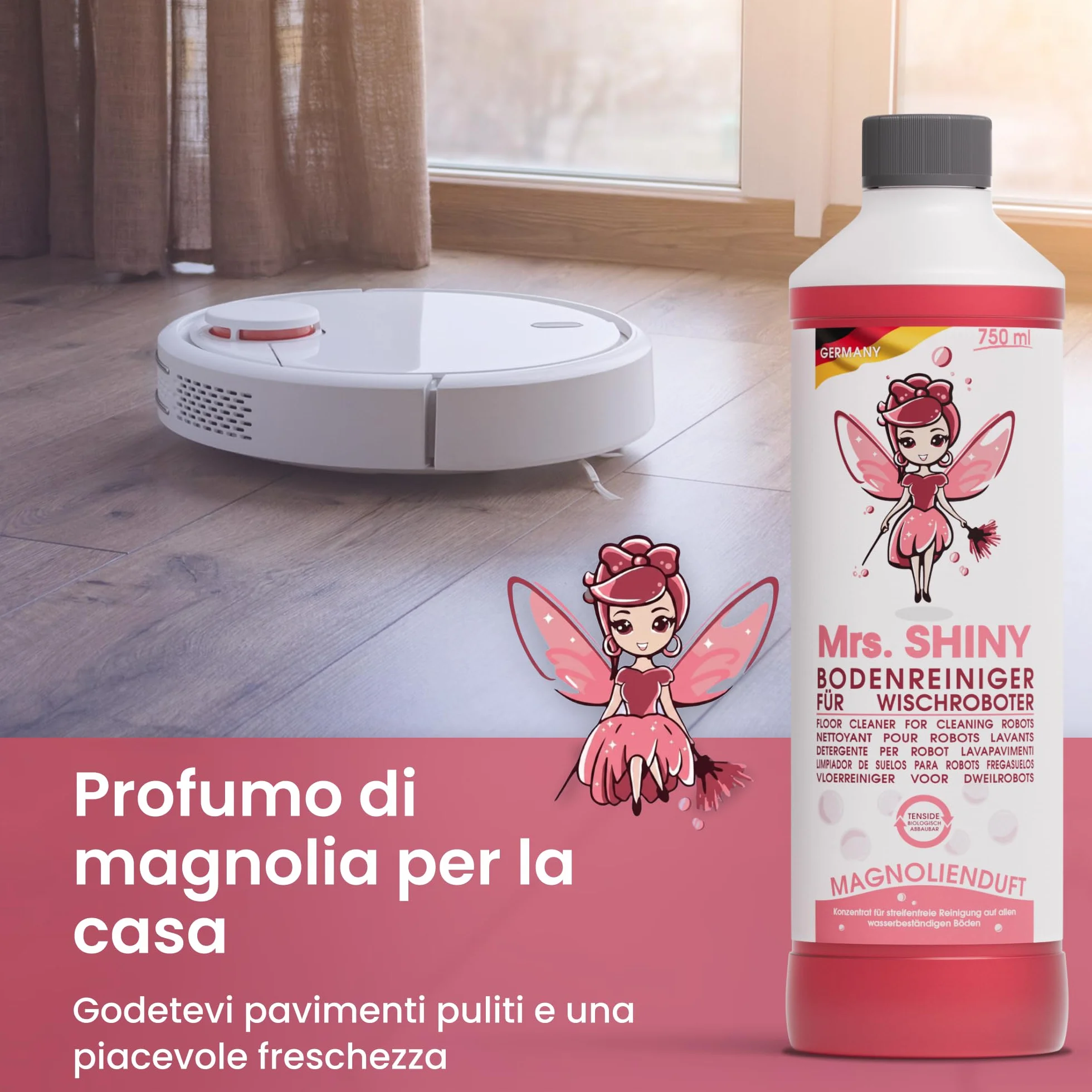 Mrs. SHINY Detersivo per lavapavimenti 750 ml magnolia senza striature